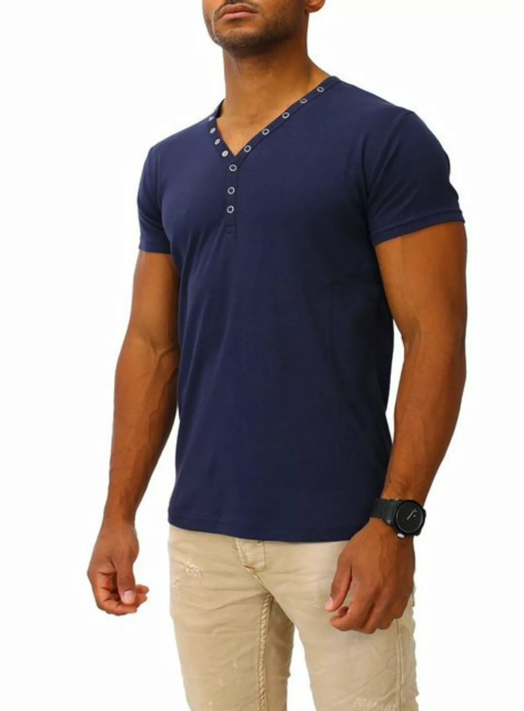 Joe Franks T-Shirt SMALL BUTTON in stylischem Slim Fit, Kurzarm Druckknopf günstig online kaufen