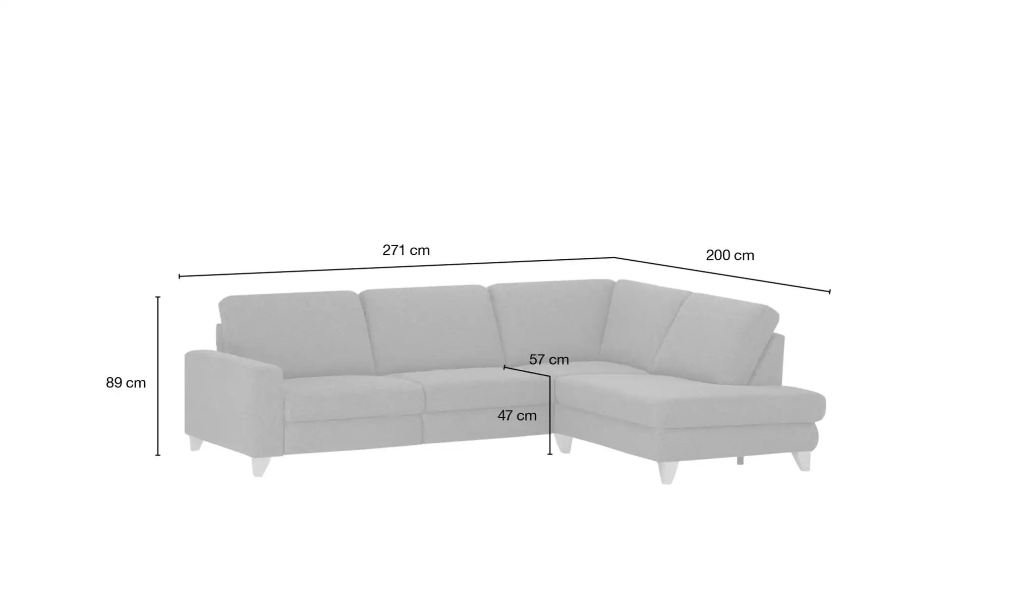 Max Schelling Ecksofa  Maximum Plus ¦ grau ¦ Maße (cm): B: 271 H: 89 T: 200 günstig online kaufen