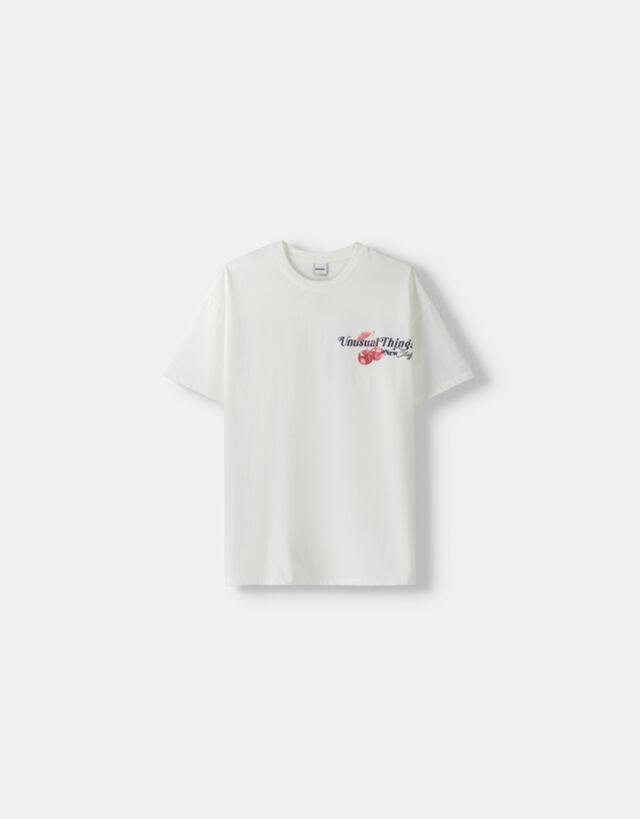 Bershka T-Shirt Mit Print Bskteen Xs Rohweiß günstig online kaufen