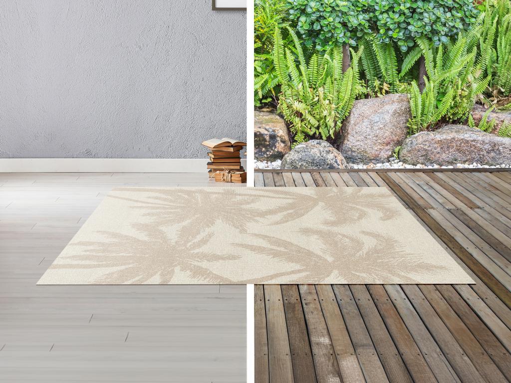 Indoor- oder Outdoor-Teppich mit Palmenmotiv - 150 x 200 cm - Beige - BENER günstig online kaufen