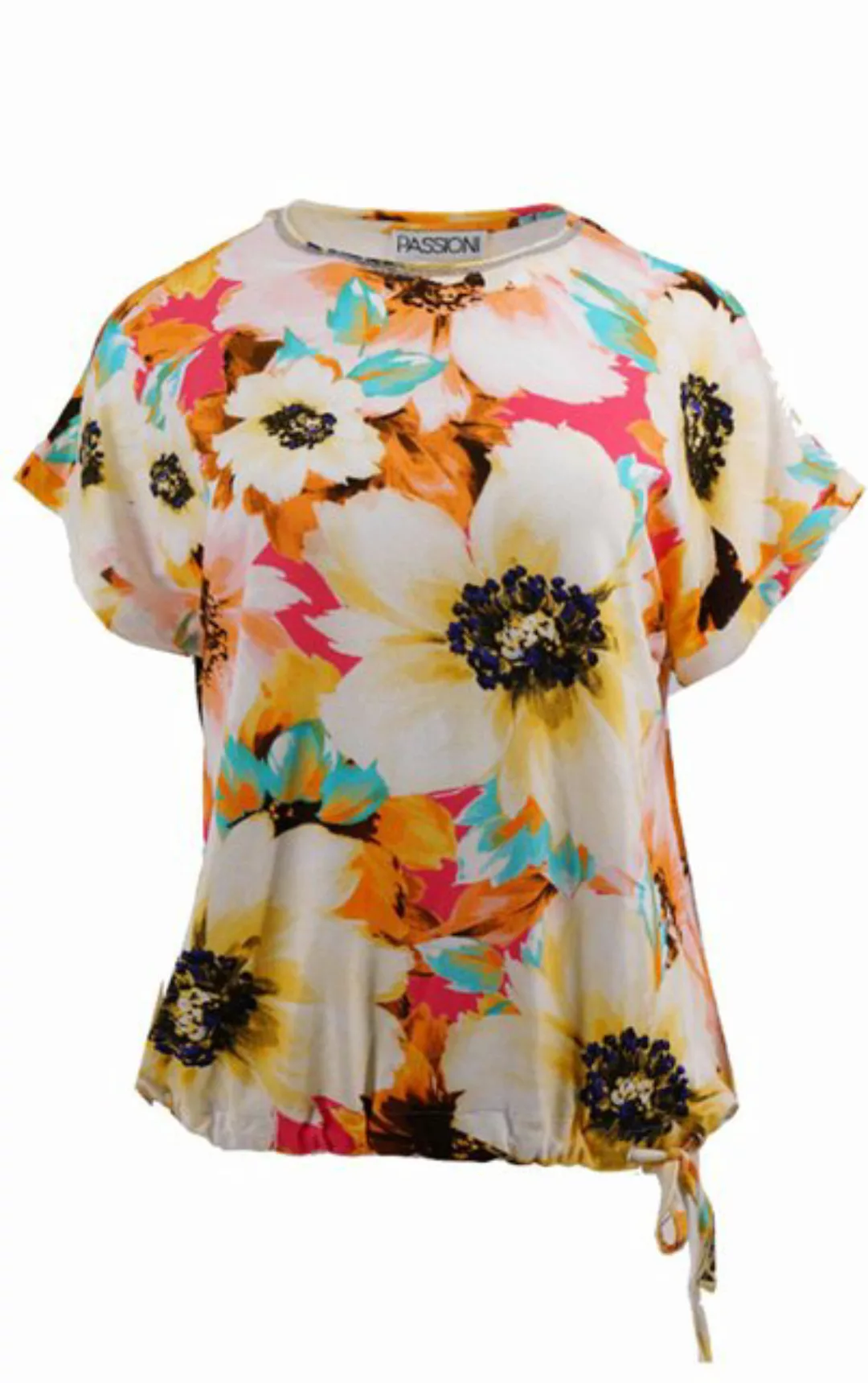 Passioni T-Shirt T-Shirt mit Blumenprint mit Kordelzug am Saum günstig online kaufen