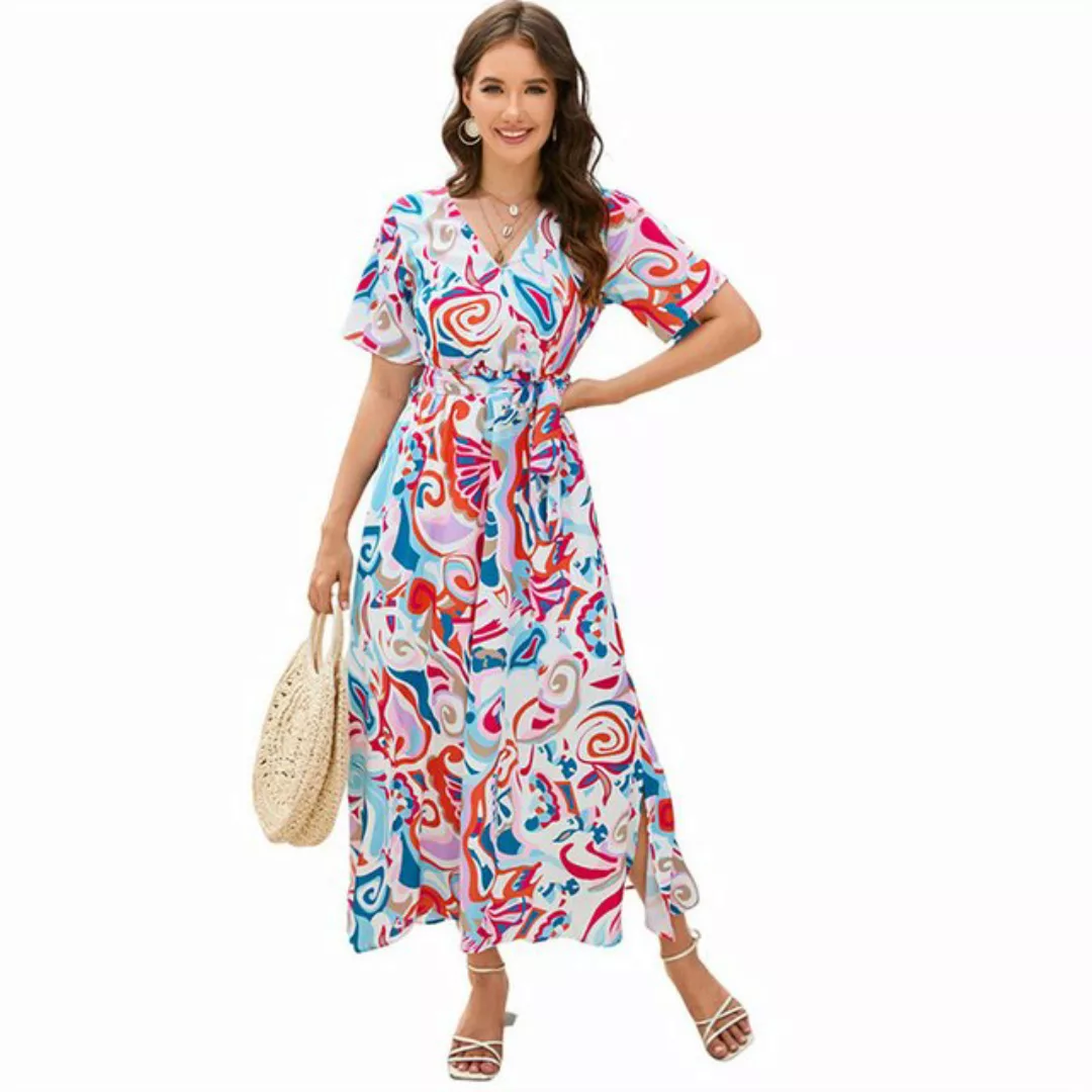 RUZU UG Dirndl Bedrucktes langes Urlaubskleid für Damen (1-tlg) günstig online kaufen