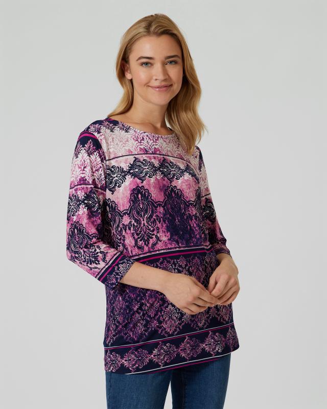 Helena Vera Midi-Shirt mit Barock-Muster günstig online kaufen