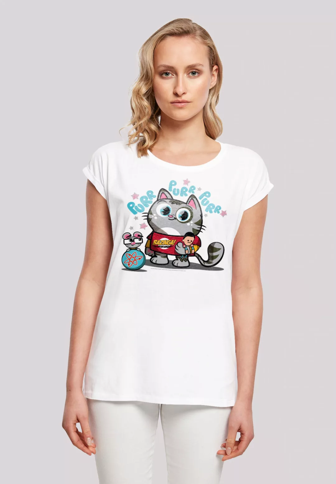 F4NT4STIC T-Shirt "Extended Shoulder Shirt Big Bang Theory Bazinga Kitty" günstig online kaufen