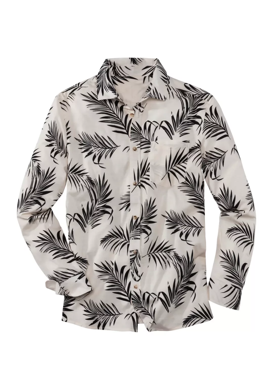 John Devin Hawaiihemd Regular Fit, Langarm, Freizeithemd mit Palmenprint au günstig online kaufen