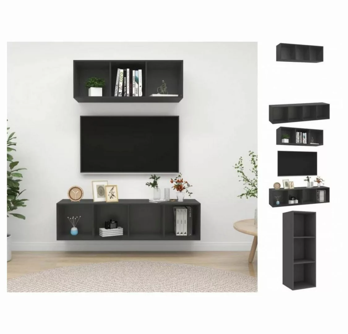 vidaXL Kleiderschrank 2-tlg TV-Schrank-Set Grau Spanplatte günstig online kaufen