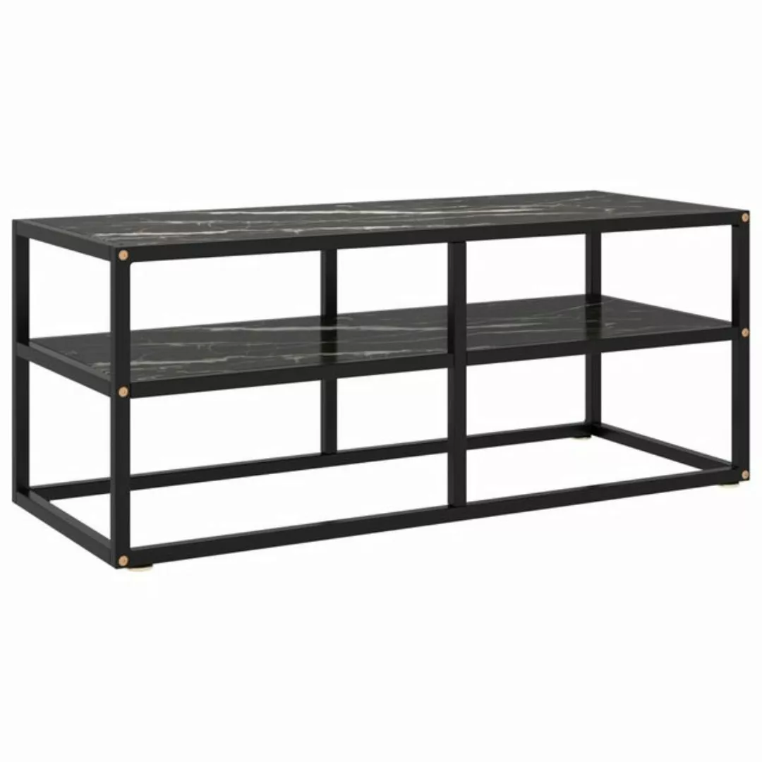 furnicato TV-Schrank Schwarz mit Schwarzer Marmor-Optik Glas 100x40x40 cm ( günstig online kaufen