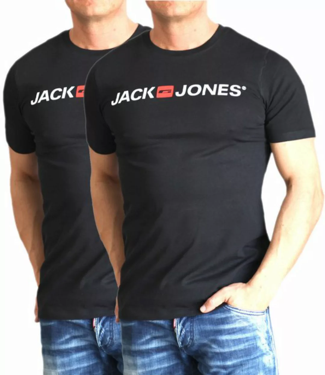 Jack & Jones T-Shirt Bequemes Logo-Shirt mit Printdruck (2er-Pack) unifarbe günstig online kaufen