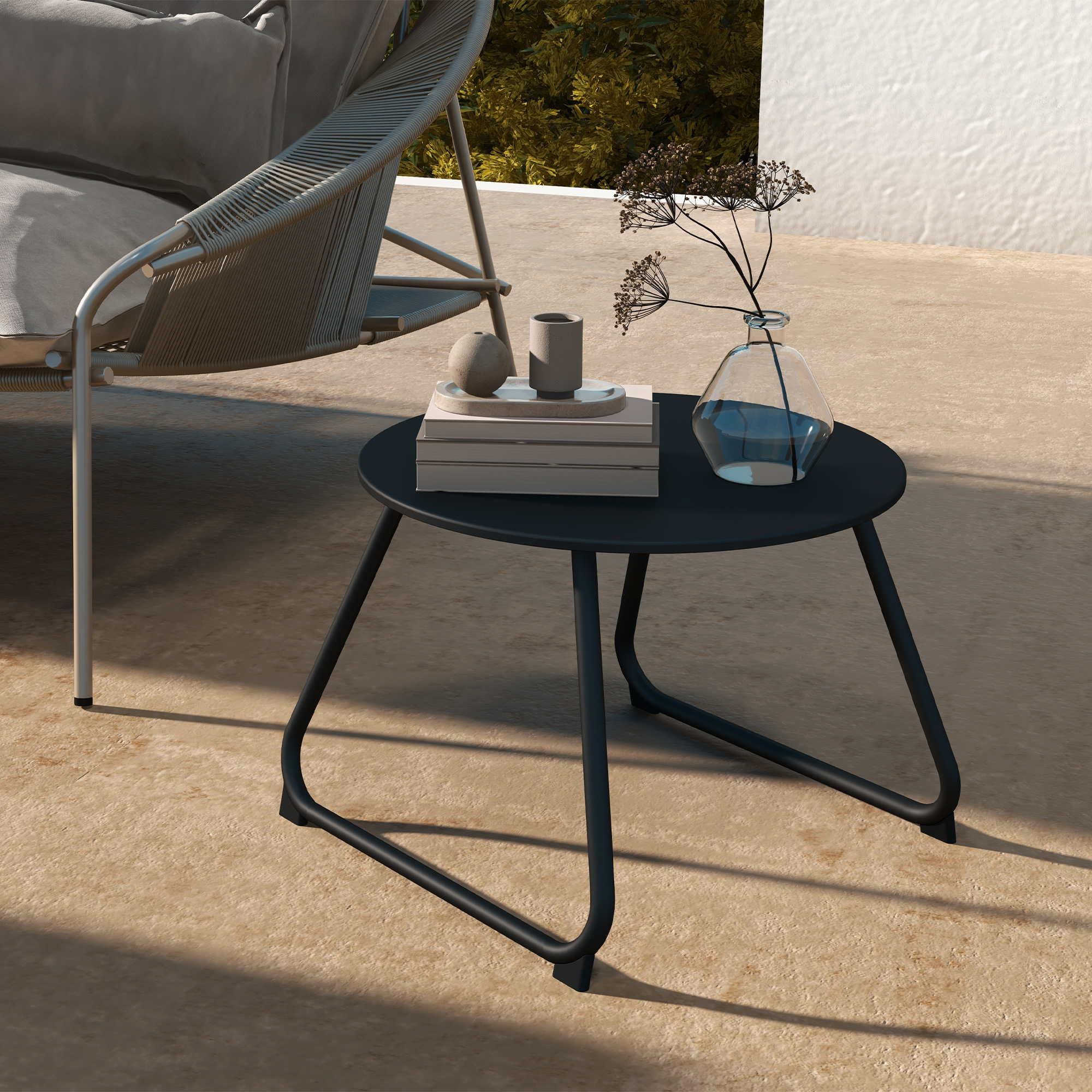 Outsunny Gartencouchtisch Ø48x37 cm mit Verstellbaren Füßen, Metallcouchtis günstig online kaufen