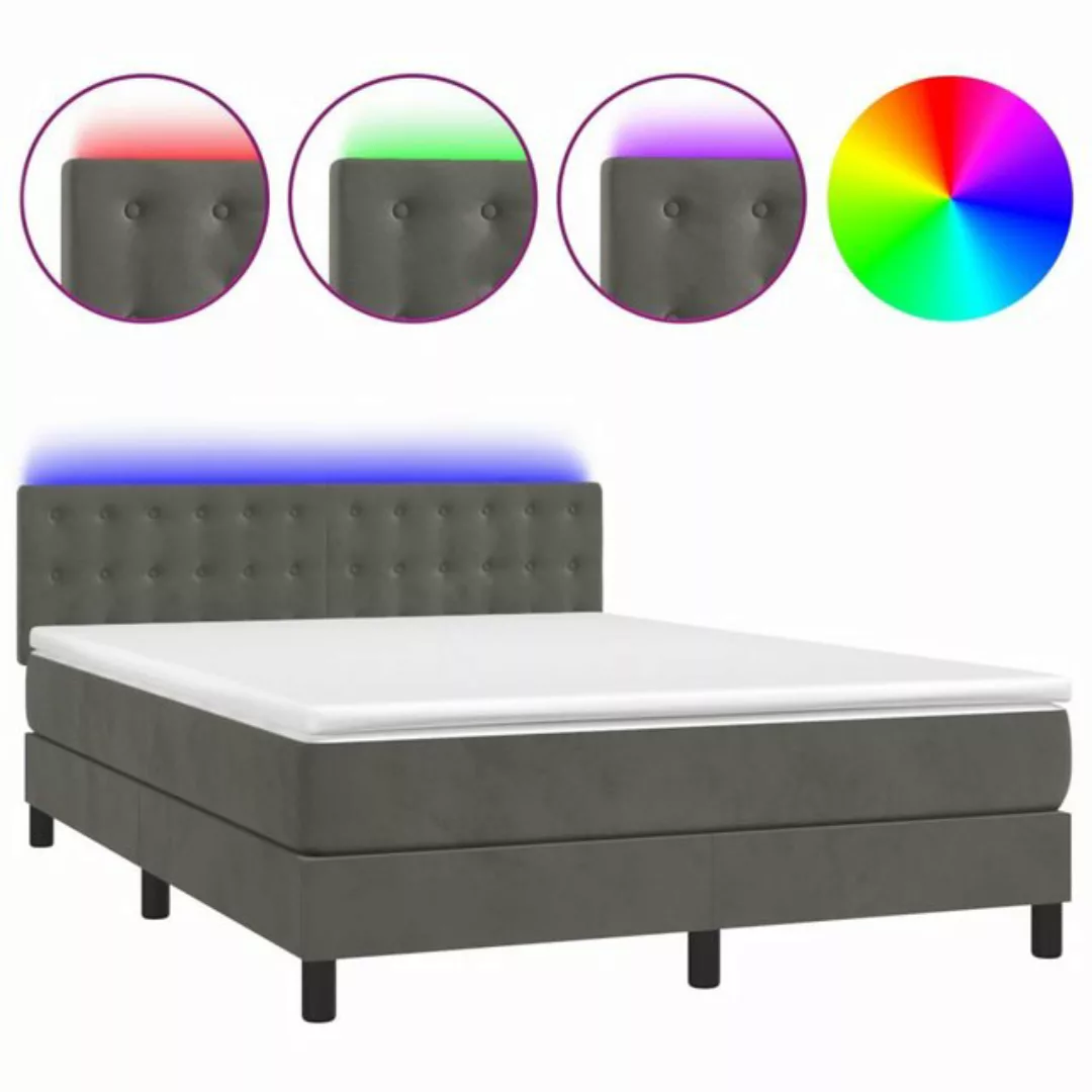 vidaXL Boxspringbett Bett Boxspringbett mit Matratze & LED Samt (140 x 200 günstig online kaufen