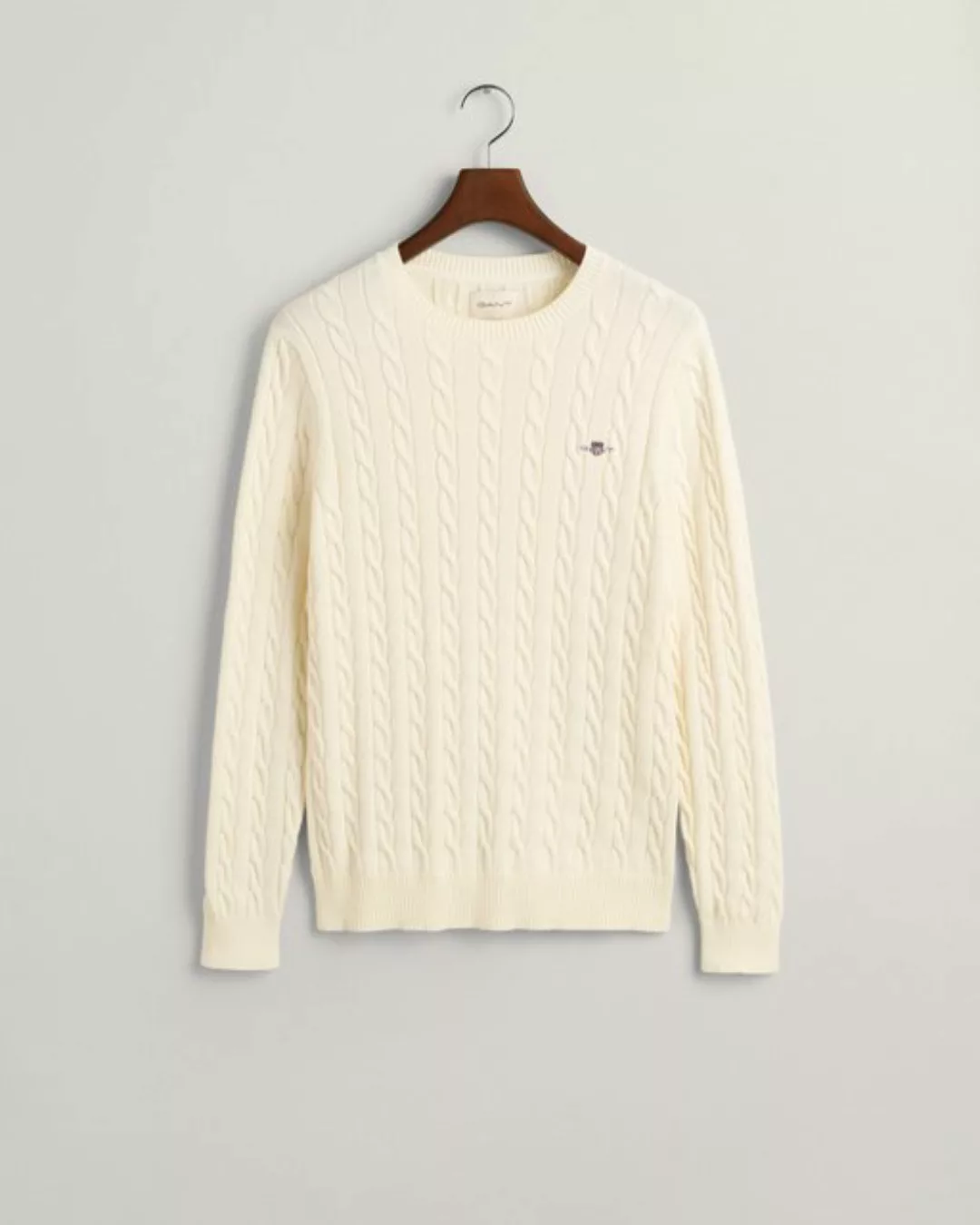 Gant Strickpullover COTTON CABLE C-NECK mit Wappen-Logostickerei auf der Br günstig online kaufen