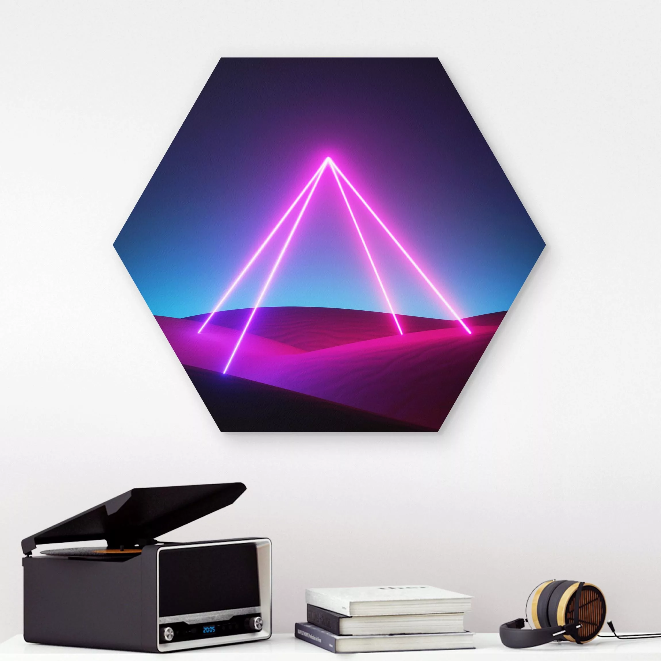 Hexagon-Forexbild Neonlichtpyramide günstig online kaufen