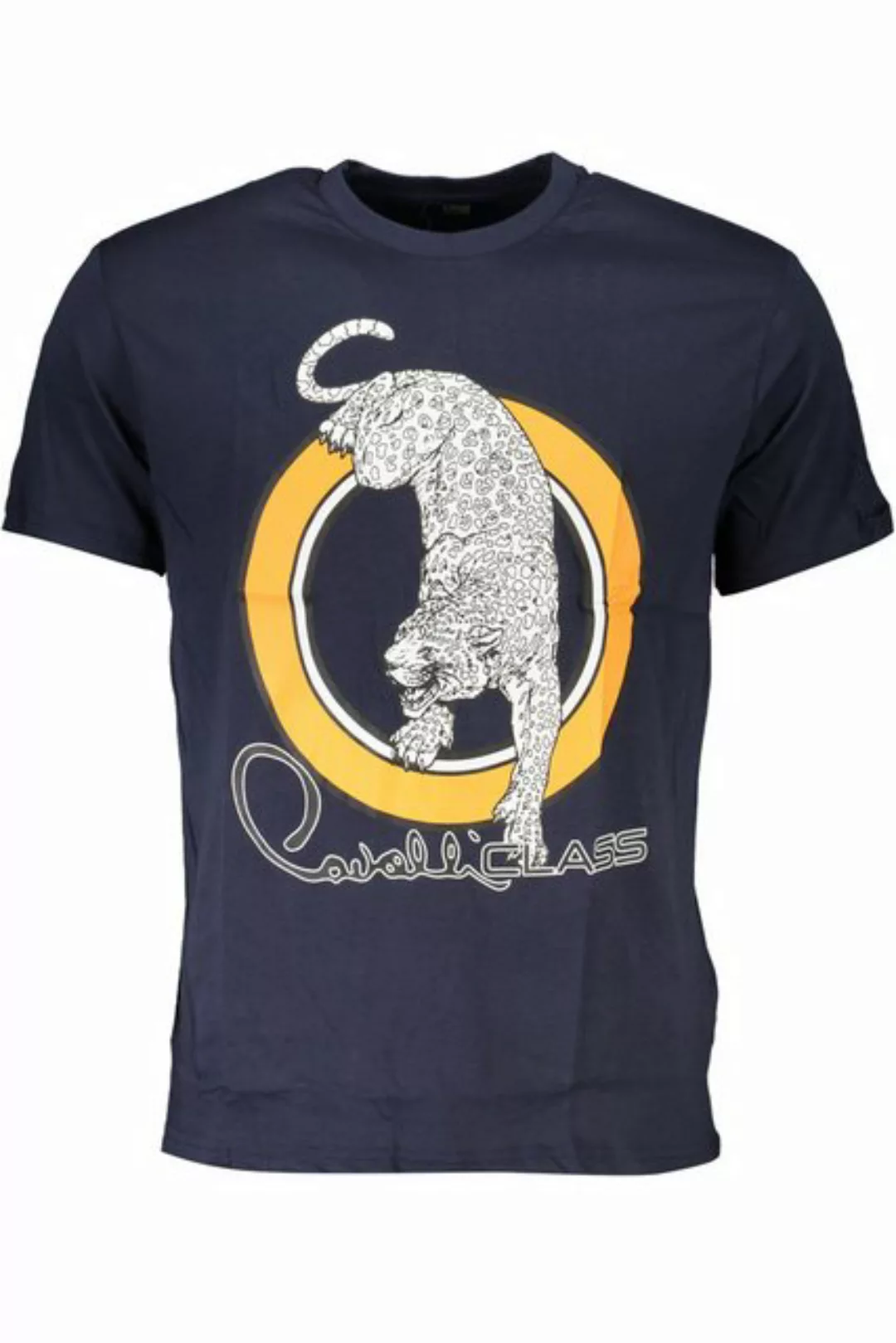 Cavalli Class T-Shirt Herren Kurzarm-T-Shirt Blau: Regular Fit mit Print günstig online kaufen