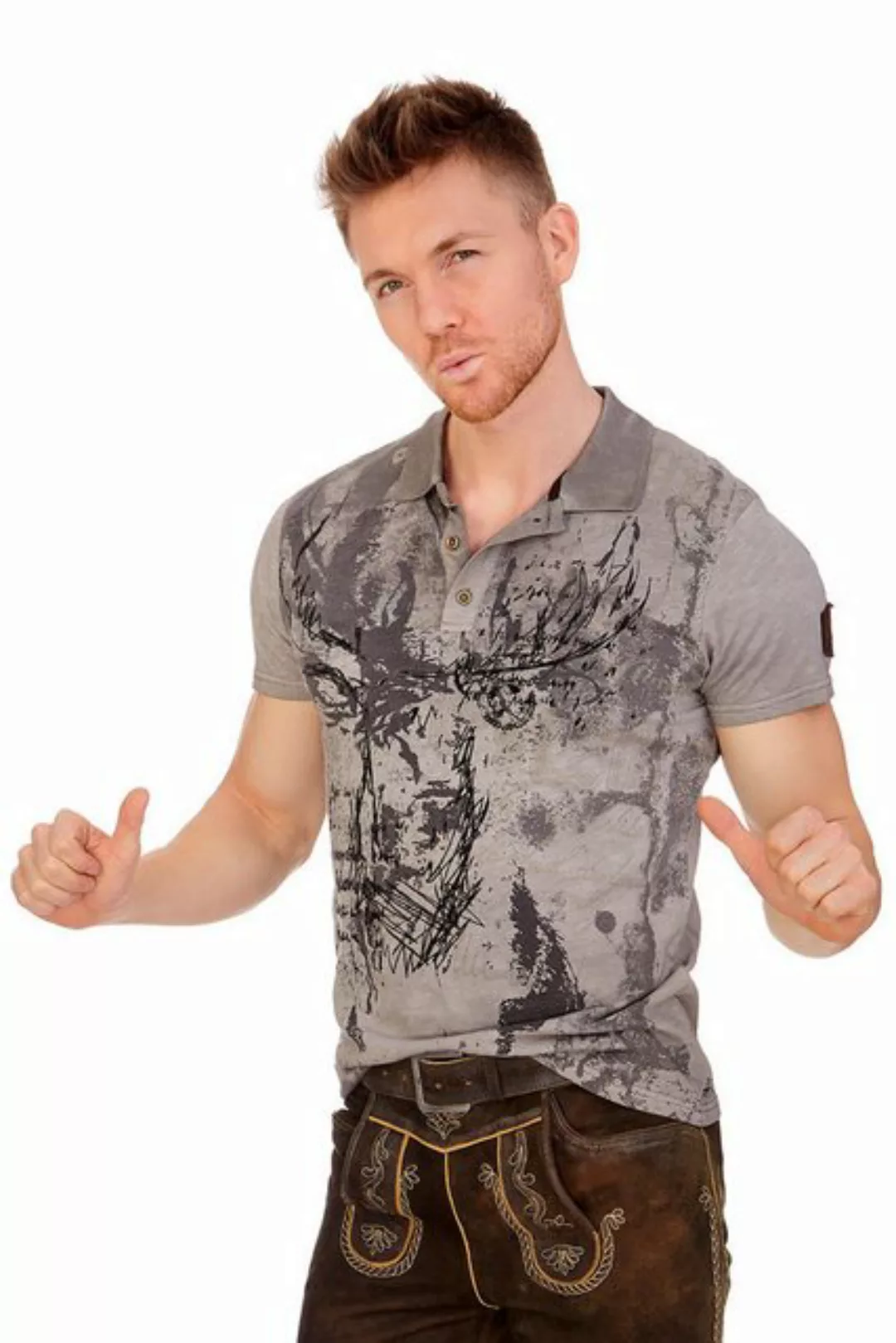 Hangowear Trachtenshirt Trachtenshirt Herren - CASPER - grau günstig online kaufen