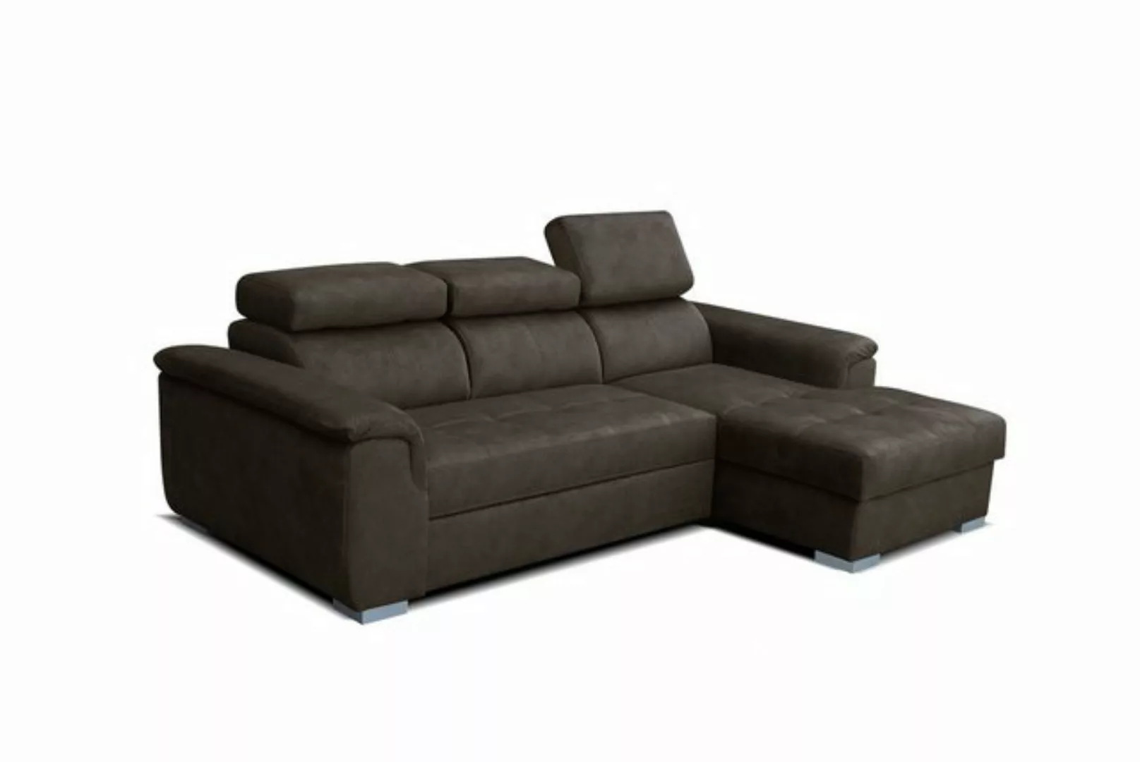 robin Ecksofa Silver Sofa mit Schlaffunktion Bettkasten 3 Verstellbare Kopf günstig online kaufen