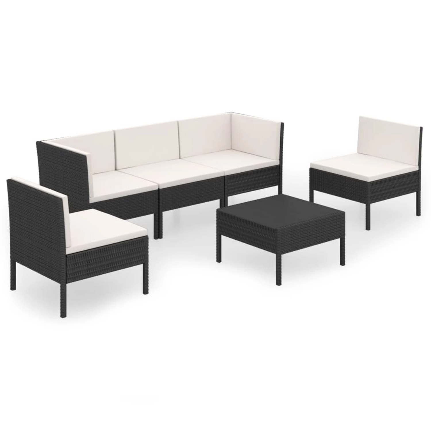 6-tlg. Garten-lounge-set Mit Auflagen Poly Rattan Schwarz günstig online kaufen