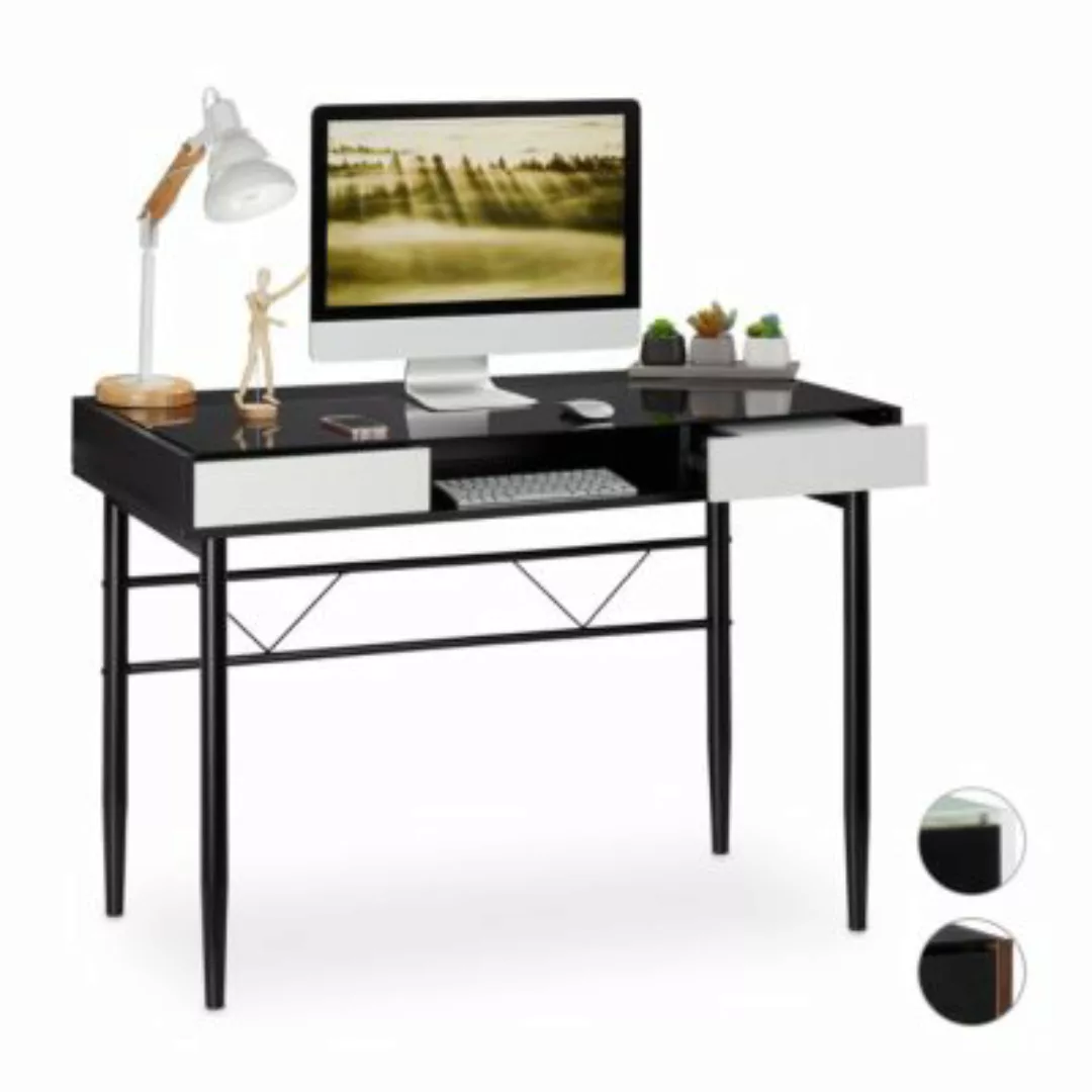 relaxdays Schreibtisch Glas schwarz günstig online kaufen