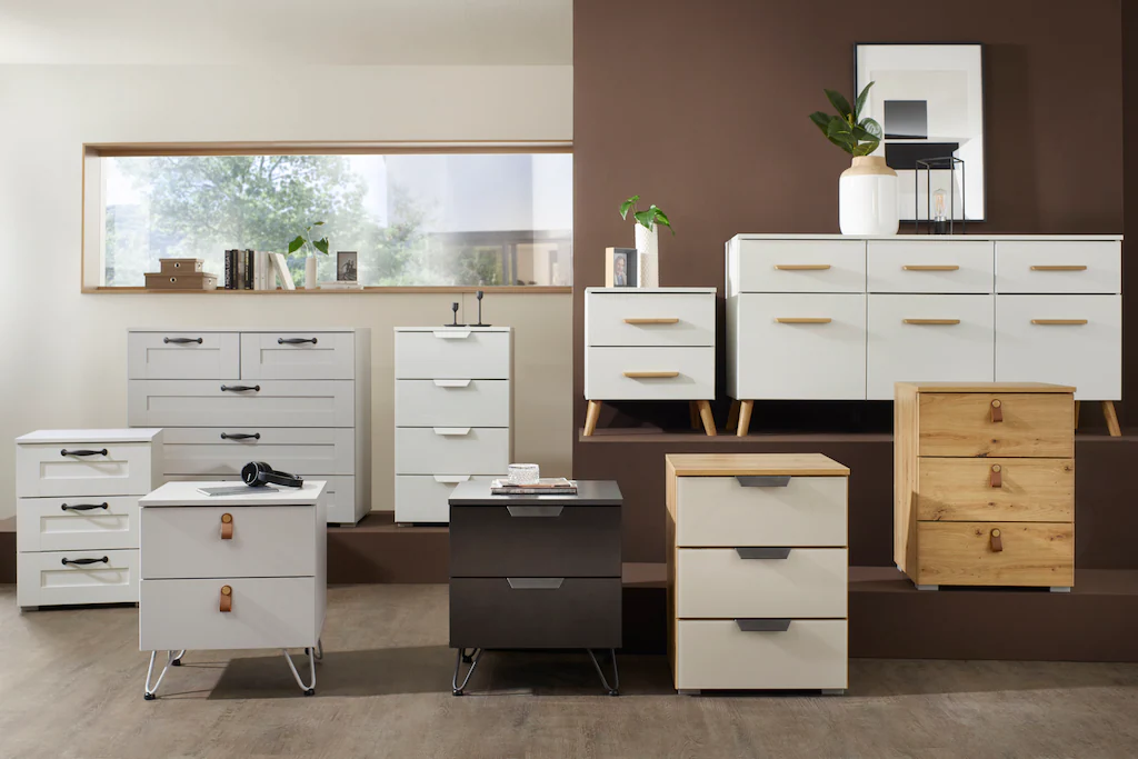 rauch Nachtkommode "Homey by Aditio", mit Grifflaschen in Leder, 3 Schublad günstig online kaufen