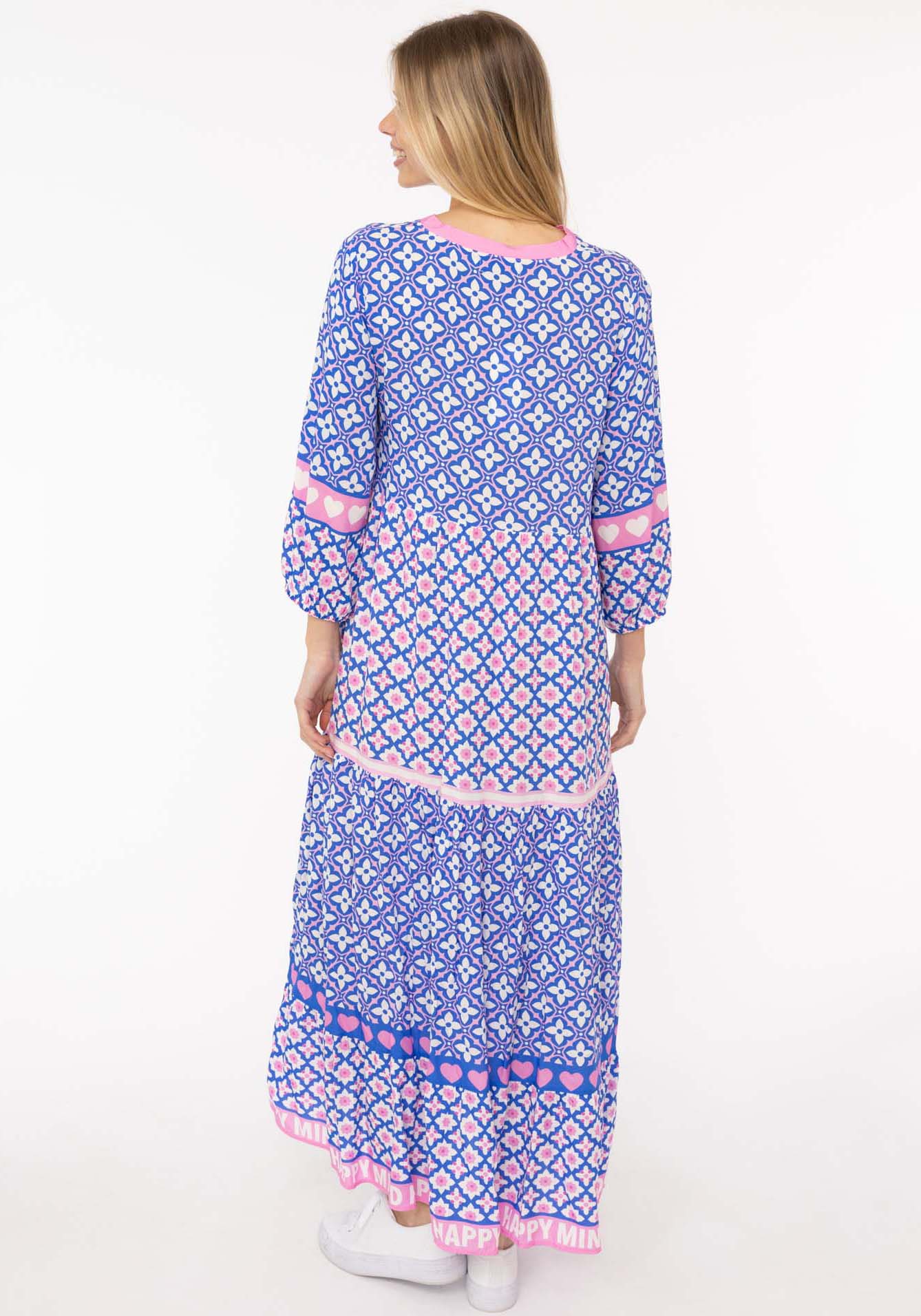 Zwillingsherz Maxikleid ""Dreams"", mit Mustermix, Knopfleiste und 3/4 Arm günstig online kaufen