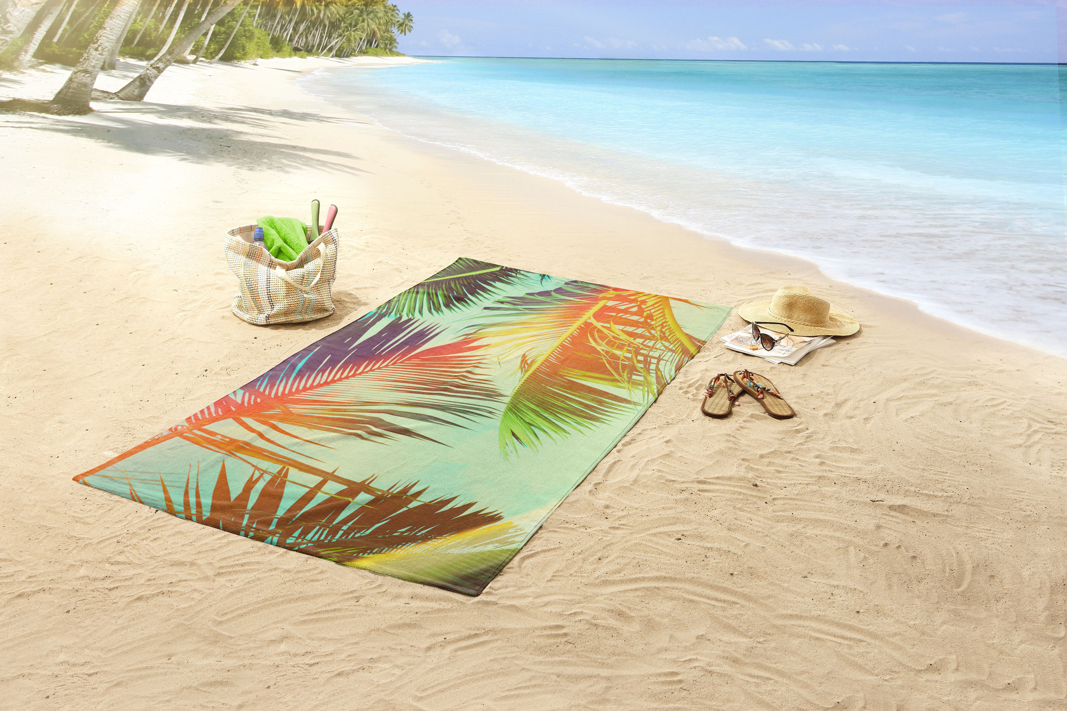 Strandtuch palms Multi Polyester B/L: ca. 100x180 cm günstig online kaufen