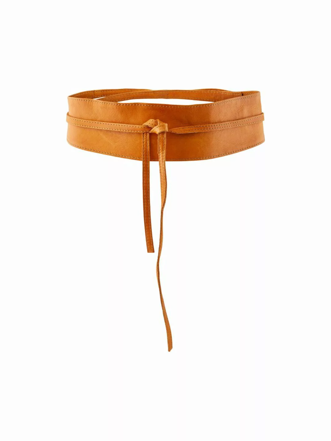 Pieces Vibs Leather Tie Waist Gürtel 75 cm Cognac günstig online kaufen
