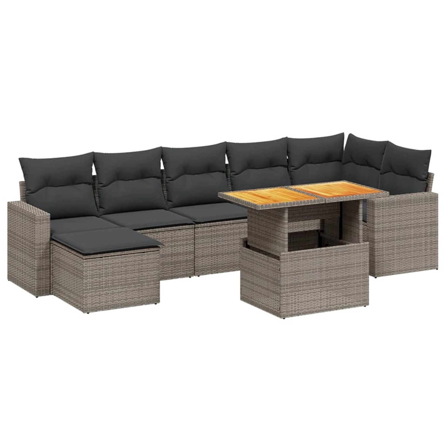 vidaXL 8-Tlg Garten-Sofagarnitur mit Kissen Grau Poly Rattan 3264735 günstig online kaufen