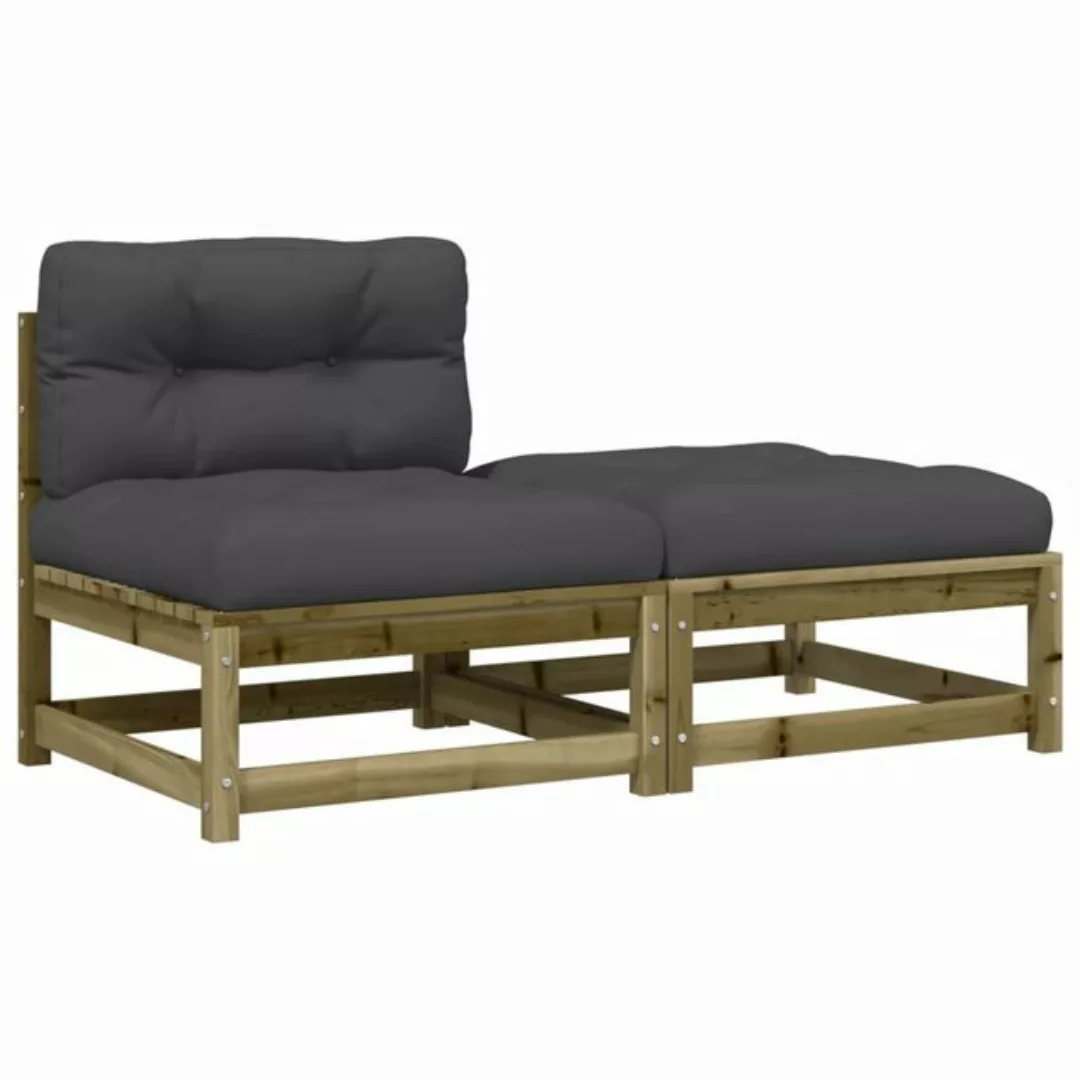 vidaXL Sofa, Gartensofa ohne Armlehnen mit Kissen und Hocker günstig online kaufen