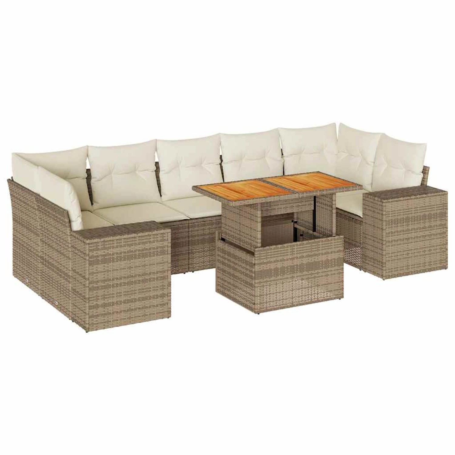 vidaXL 8-Tlg Garten-Sofagarnitur mit Kissen Beige Poly Rattan 3327348 günstig online kaufen