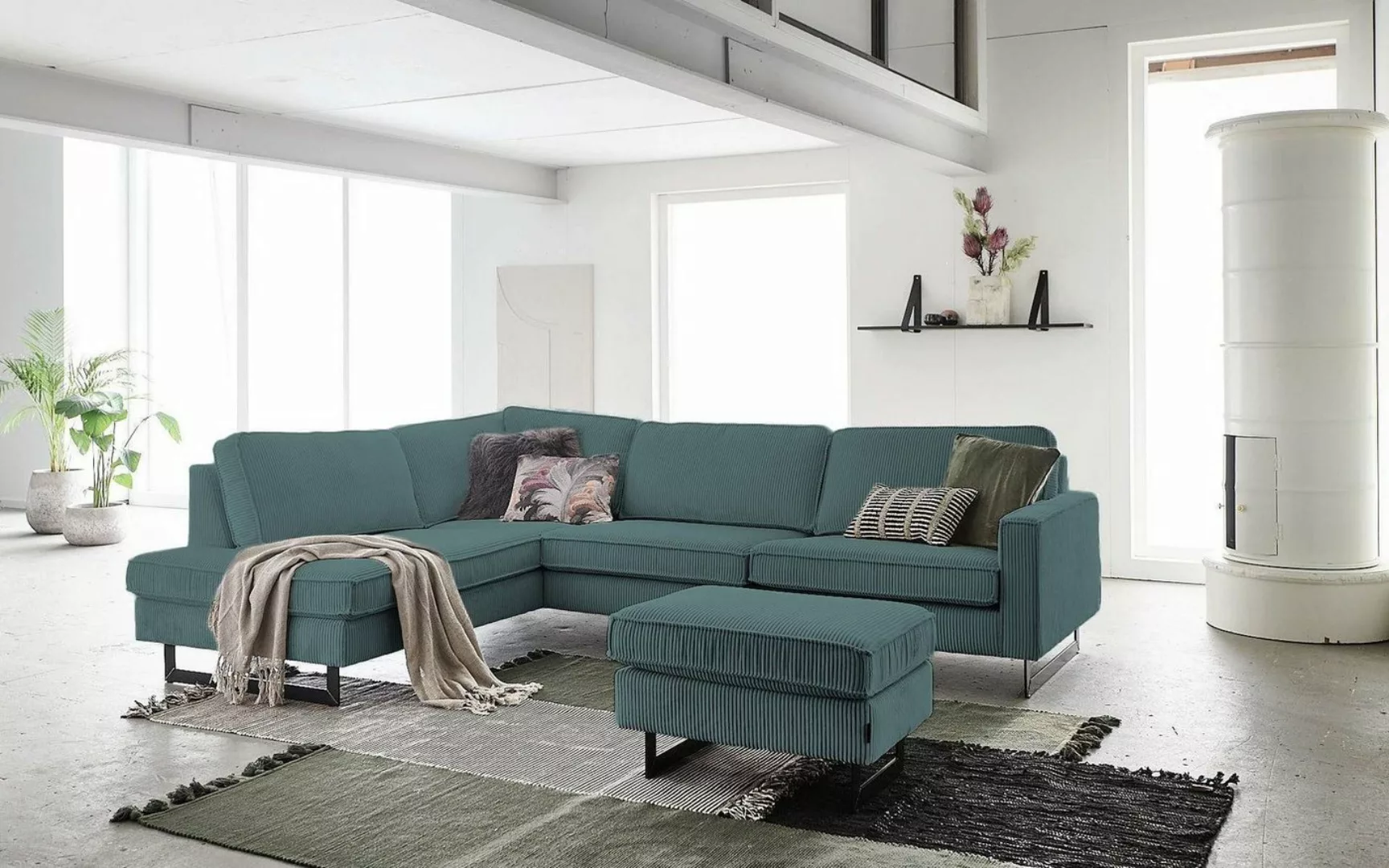 Places of Style Ecksofa "Pinto, 290 cm, Ottomane links / rechts", Cord, Fei günstig online kaufen