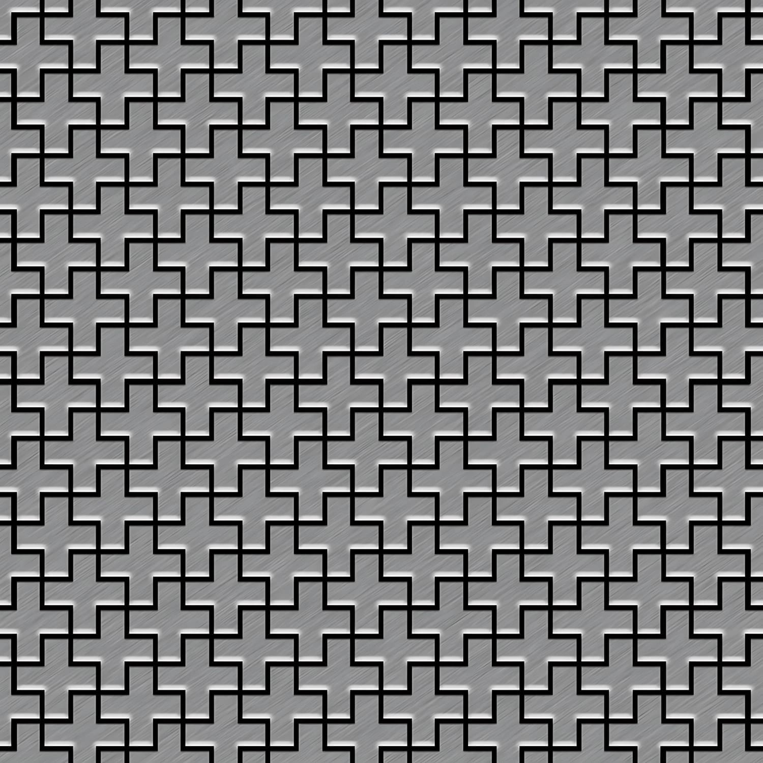 ALLOY Mosaik Fliese Massiv Metall Edelstahl Gebürstet Grau 1,6mm Swiss Cros günstig online kaufen