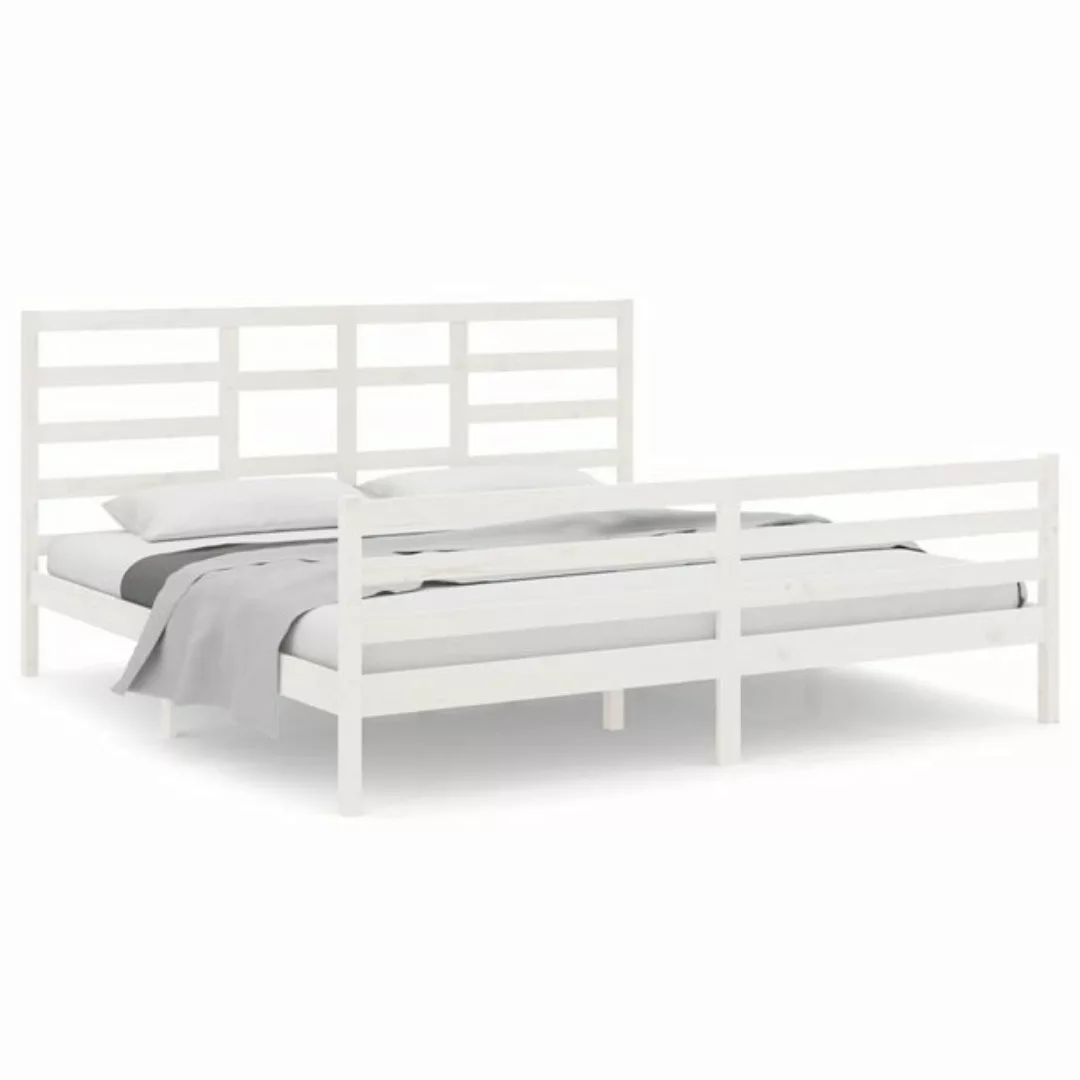 vidaXL Bettgestell Massivholzbett Weiß 200x200 cm Bett Bettgestell Doppelbe günstig online kaufen