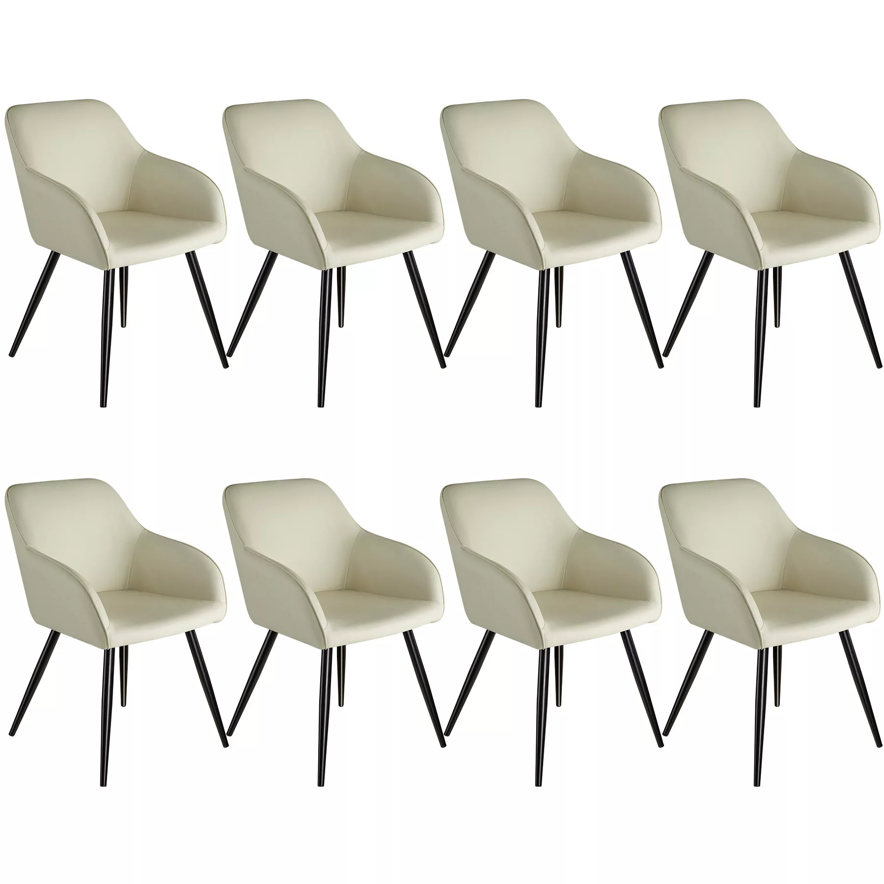 8er Set Stuhl Marilyn Stoff, schwarze Stuhlbeine - crème/schwarz günstig online kaufen