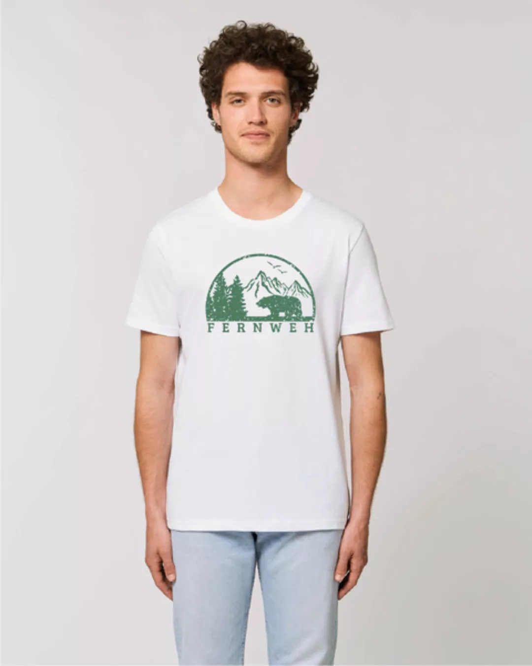 Weißes Unisex T-shirt "Fernweh" Aus Bio-baumwolle Gots Fairtrade günstig online kaufen