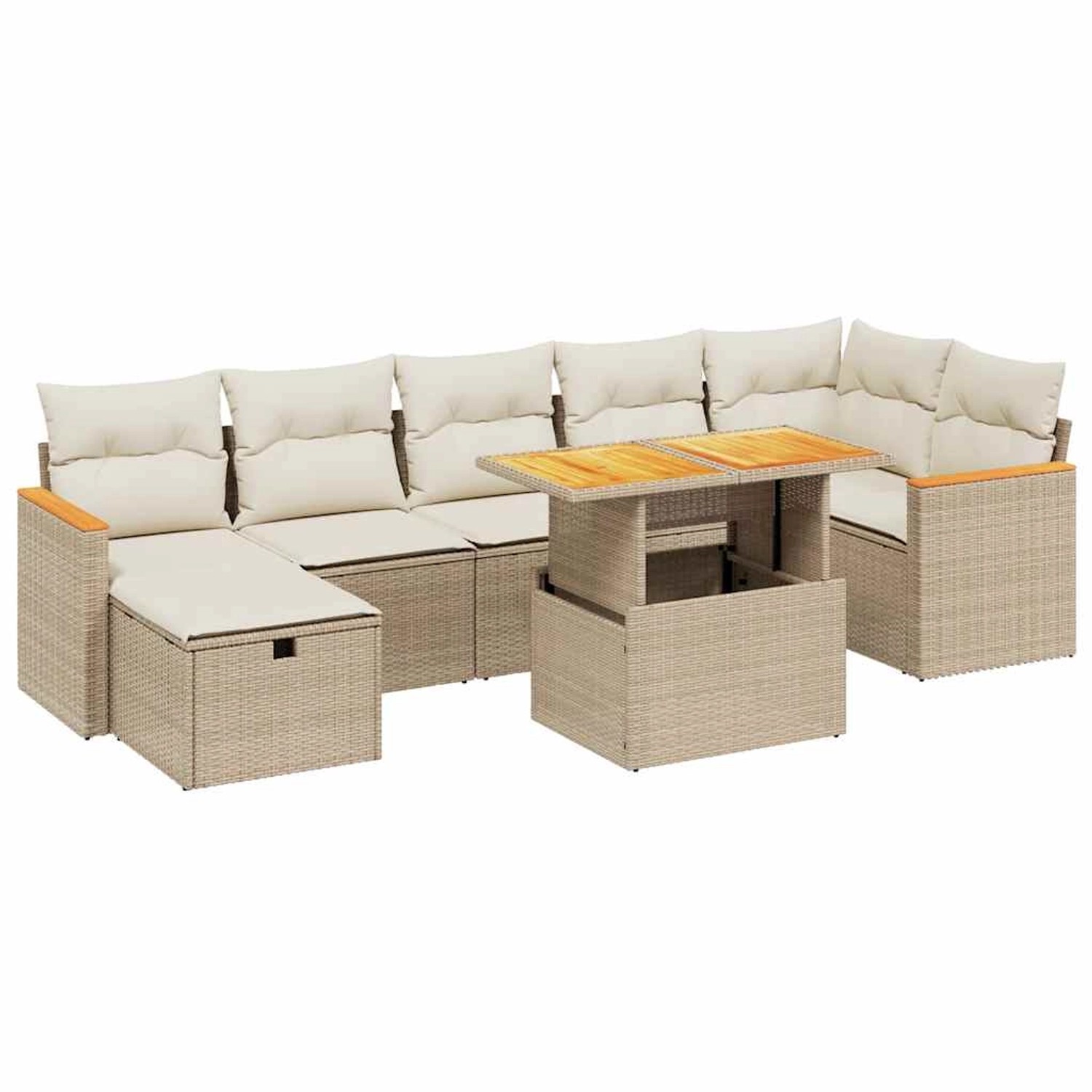 vidaXL 8-Tlg Garten-Sofagarnitur mit Kissen Beige Poly Rattan 3276047 günstig online kaufen