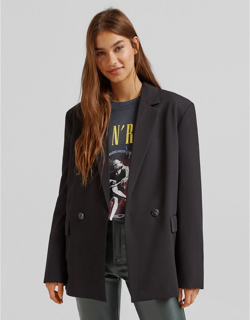 Bershka – Oversize-Blazer in Schwarz günstig online kaufen