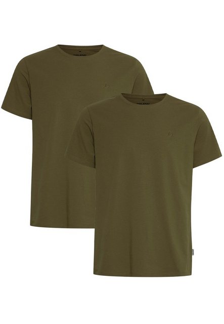 Blend T-Shirt Rundhals T-Shirt 2-er Stück Pack Basic Shirt 4817 in Khaki-2 günstig online kaufen