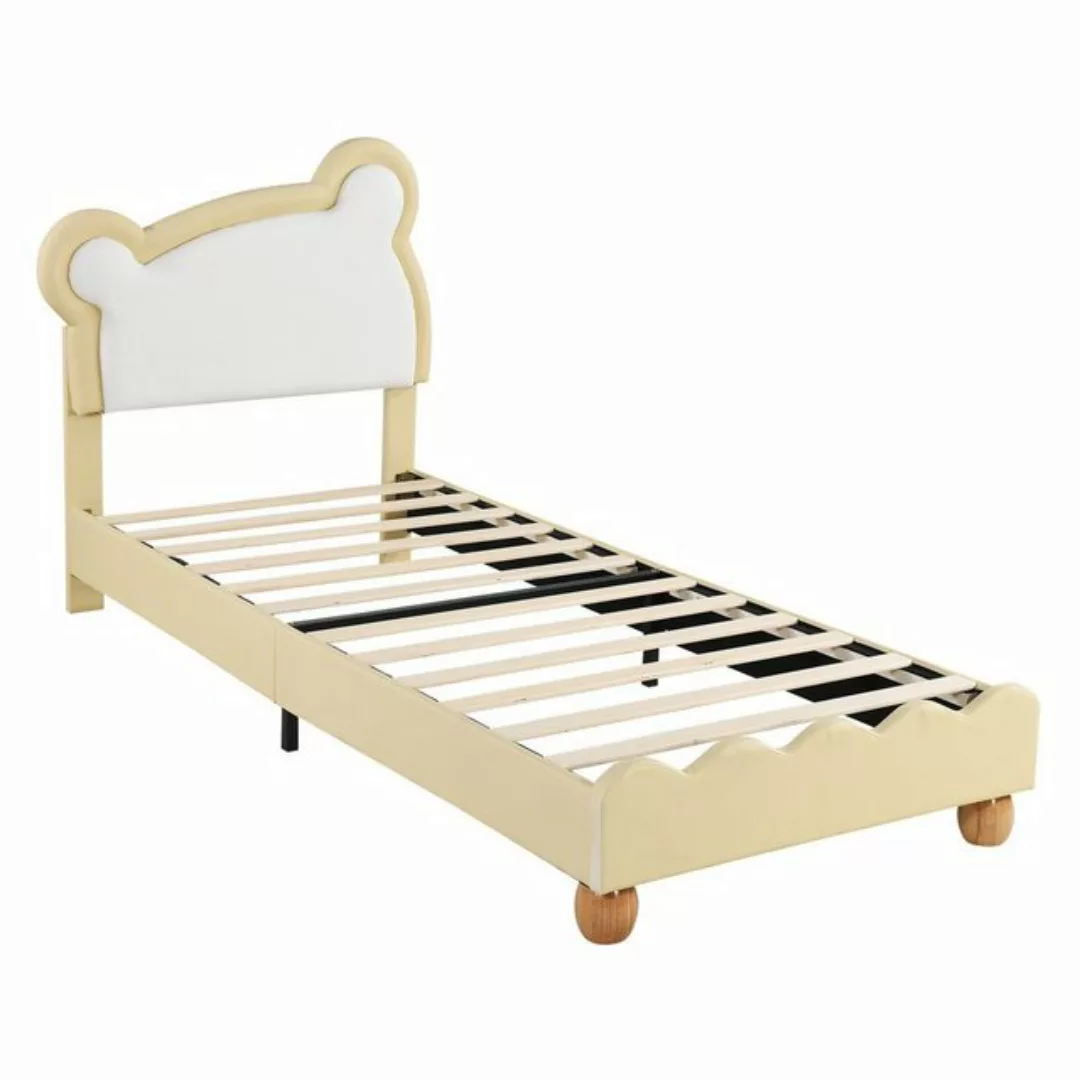 Gotagee Kinderbett Einzelbett 90x200cm Bären Kopfteil Jugendbett Polsterbet günstig online kaufen