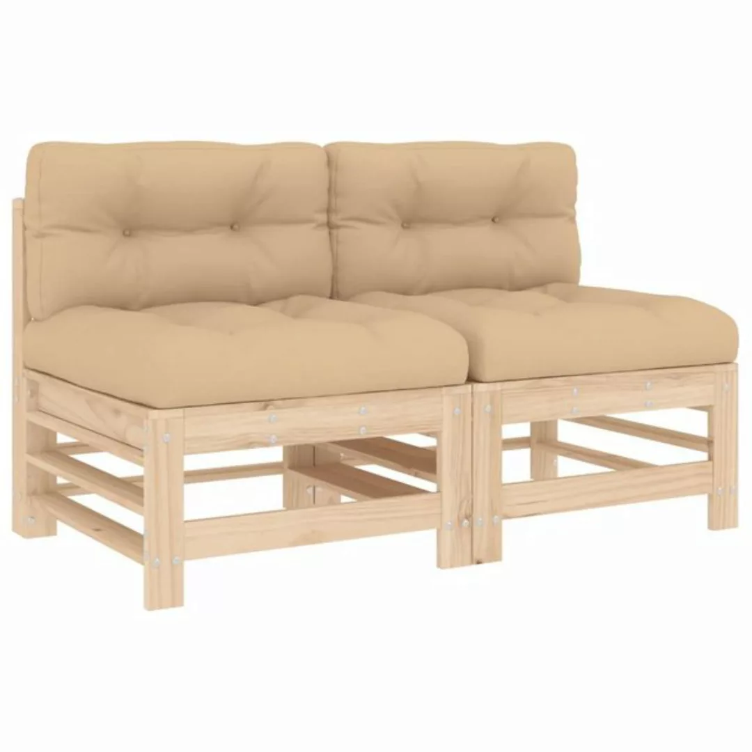 vidaXL Sofaelement Mittelsofas mit Kissen 2 Stk. Massivholz Kiefer (1 St) günstig online kaufen