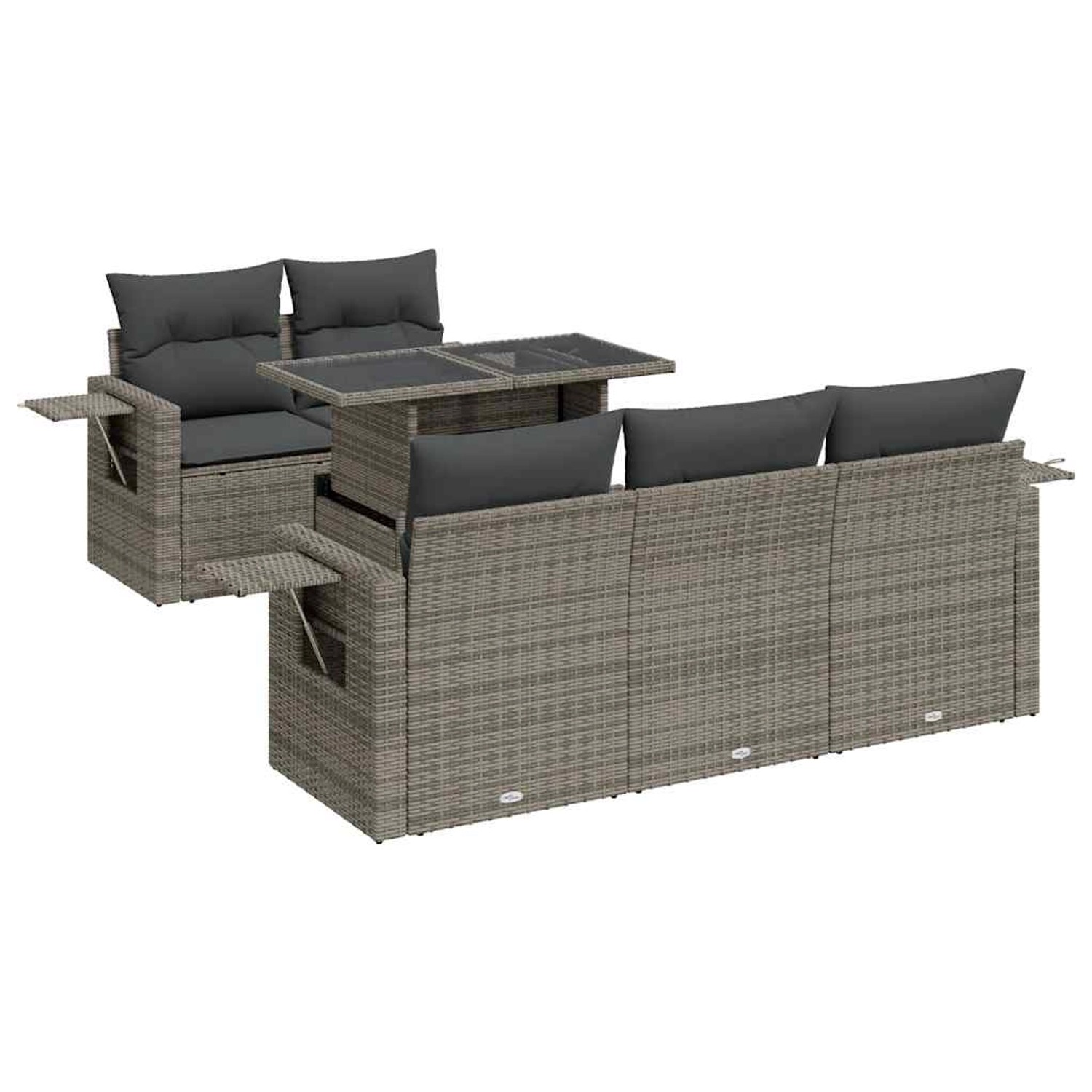 vidaXL 6-Tlg Garten-Sofagarnitur mit Kissen Grau Poly Rattan 3326411 günstig online kaufen