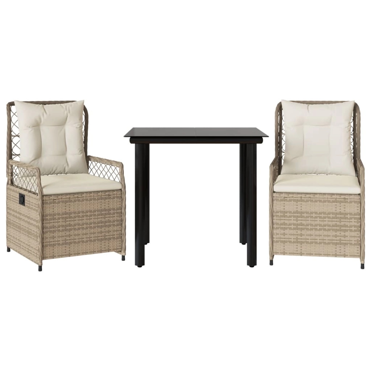 vidaXL 3-Tlg Garten-Essgruppe mit Kissen Beige Poly Rattan 3263020 günstig online kaufen