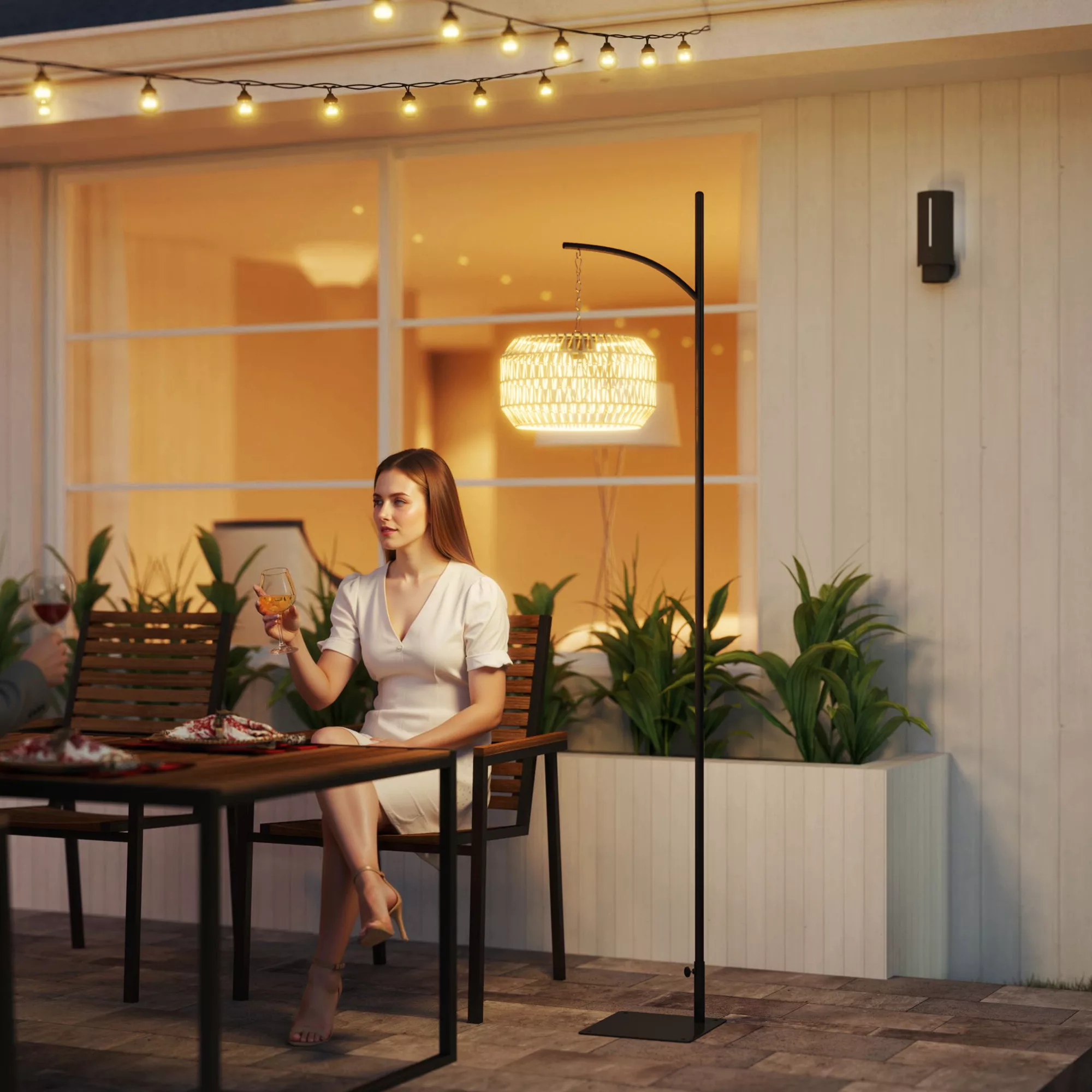 Outsunny Solar Stehlampe Rattan Solarlampen mit Lichtsensor Automatische So günstig online kaufen