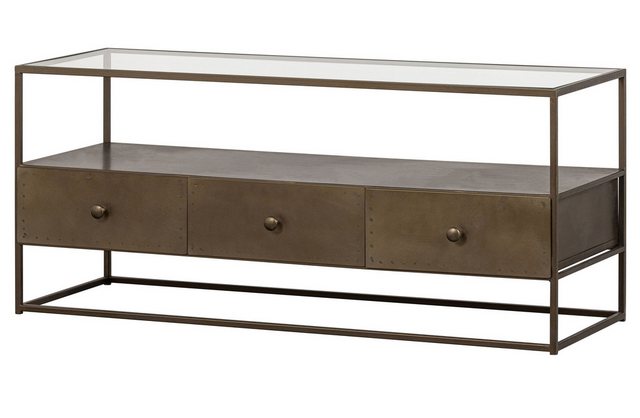 BePureHome TV-Schrank TV-Board Sideboard Depart Industrial Metall Gold Glas günstig online kaufen