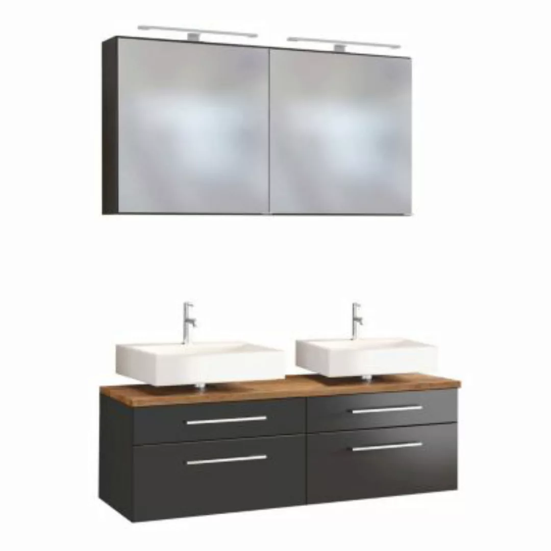 Lomadox Doppel-Waschplatz 120 cm Set inkl. LED-Spiegelschrank TAREE-03 in m günstig online kaufen