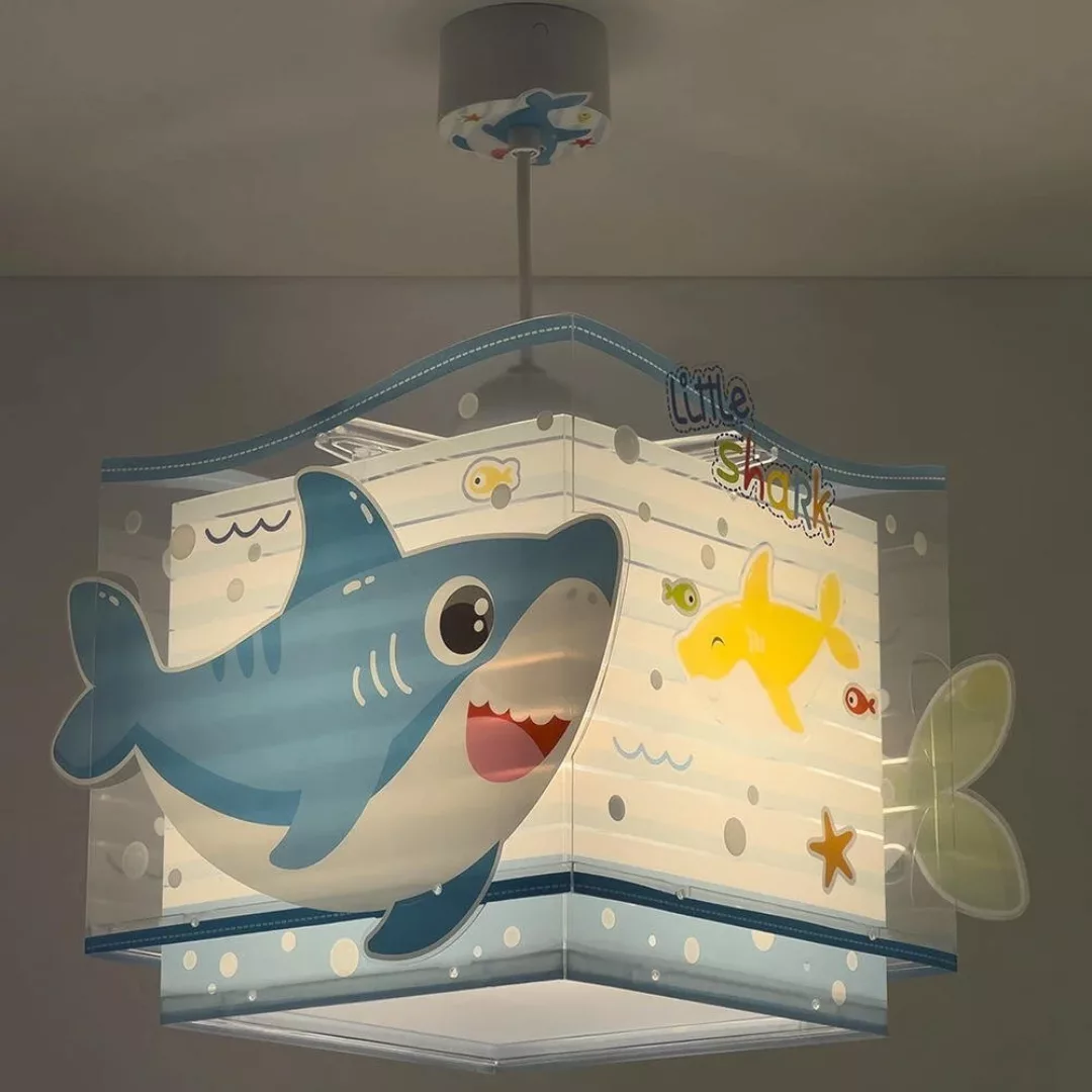 Kinderzimmer Pendelleuchte Baby Shark in Mehrfarbig und Weiß E27 günstig online kaufen