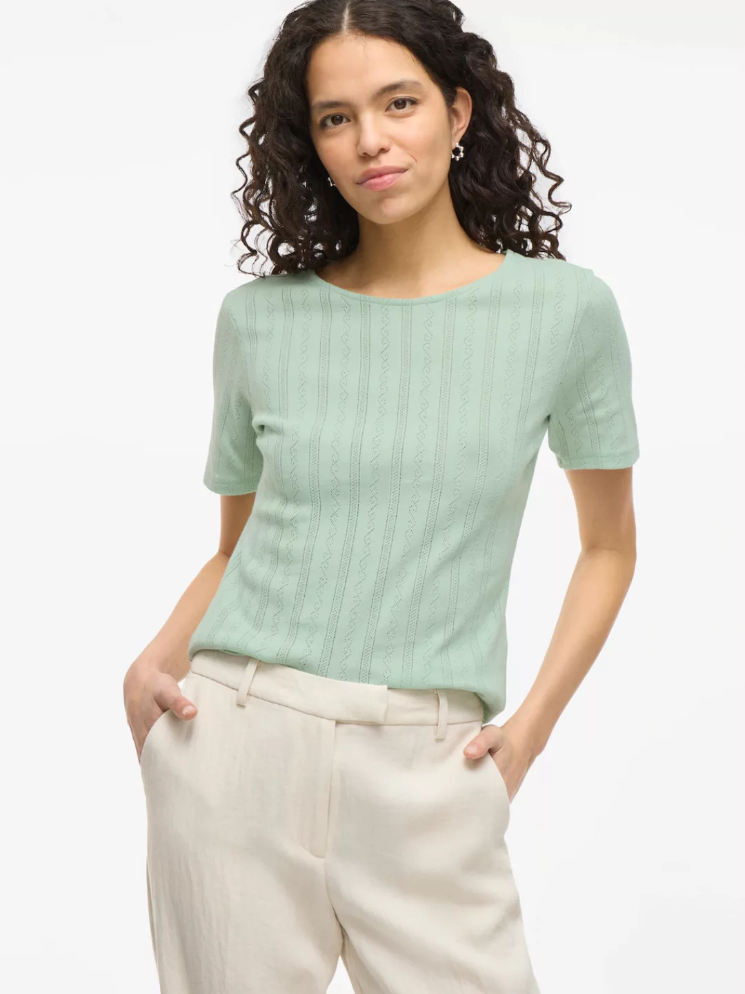 Vila Kurzarmshirt VIKASSIE S/S POINTELLE TOP günstig online kaufen