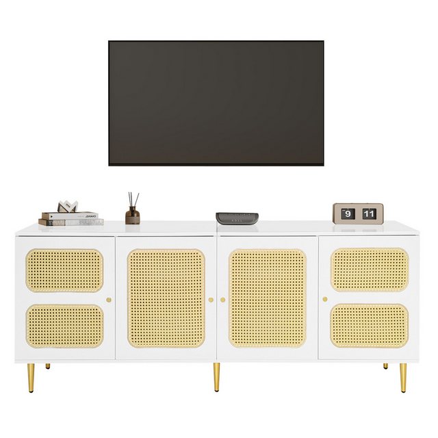 IDEASY TV-Schrank Eleganter Weißer Rattan-TV-Schrank 180x40x72 cm - (Mit 4 günstig online kaufen