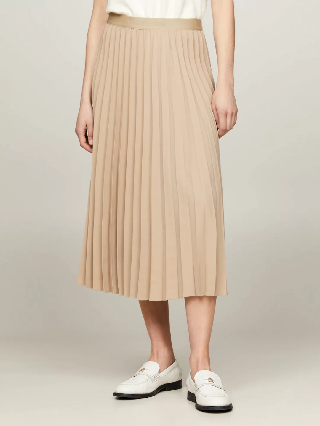 Tommy Hilfiger Plisseerock FLUID TWILL PLEATED MIDI SKIRT Webrock mit Marke günstig online kaufen