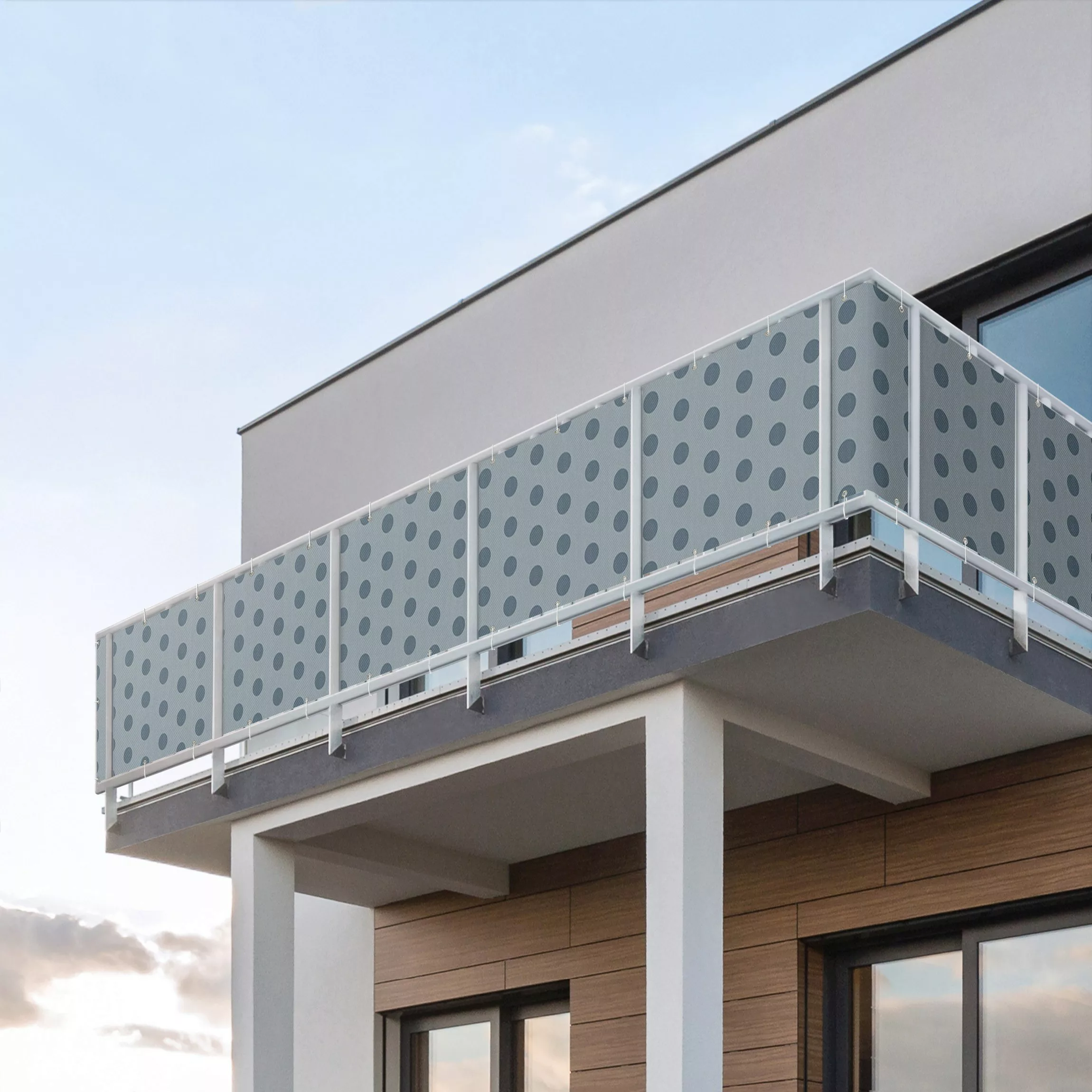 Balkon Sichtschutz Punkte in Schieferblau günstig online kaufen