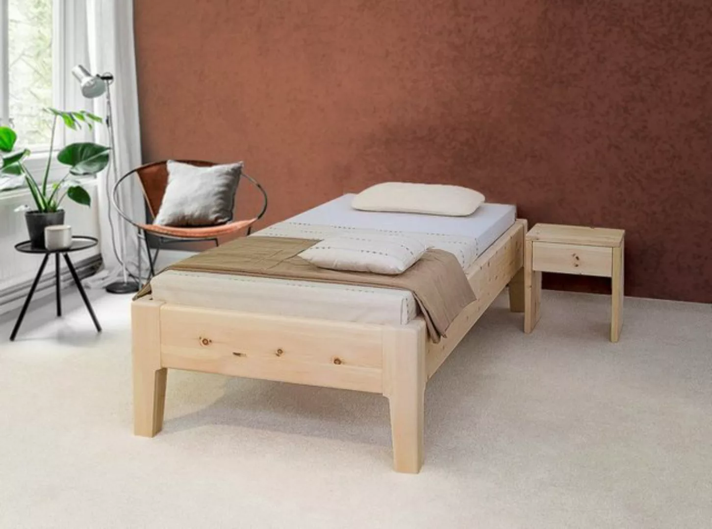 Natur24 Einzelbett Doppelbett Rebecca 160x200 Metallfrei Zirbe ohne Kopftei günstig online kaufen