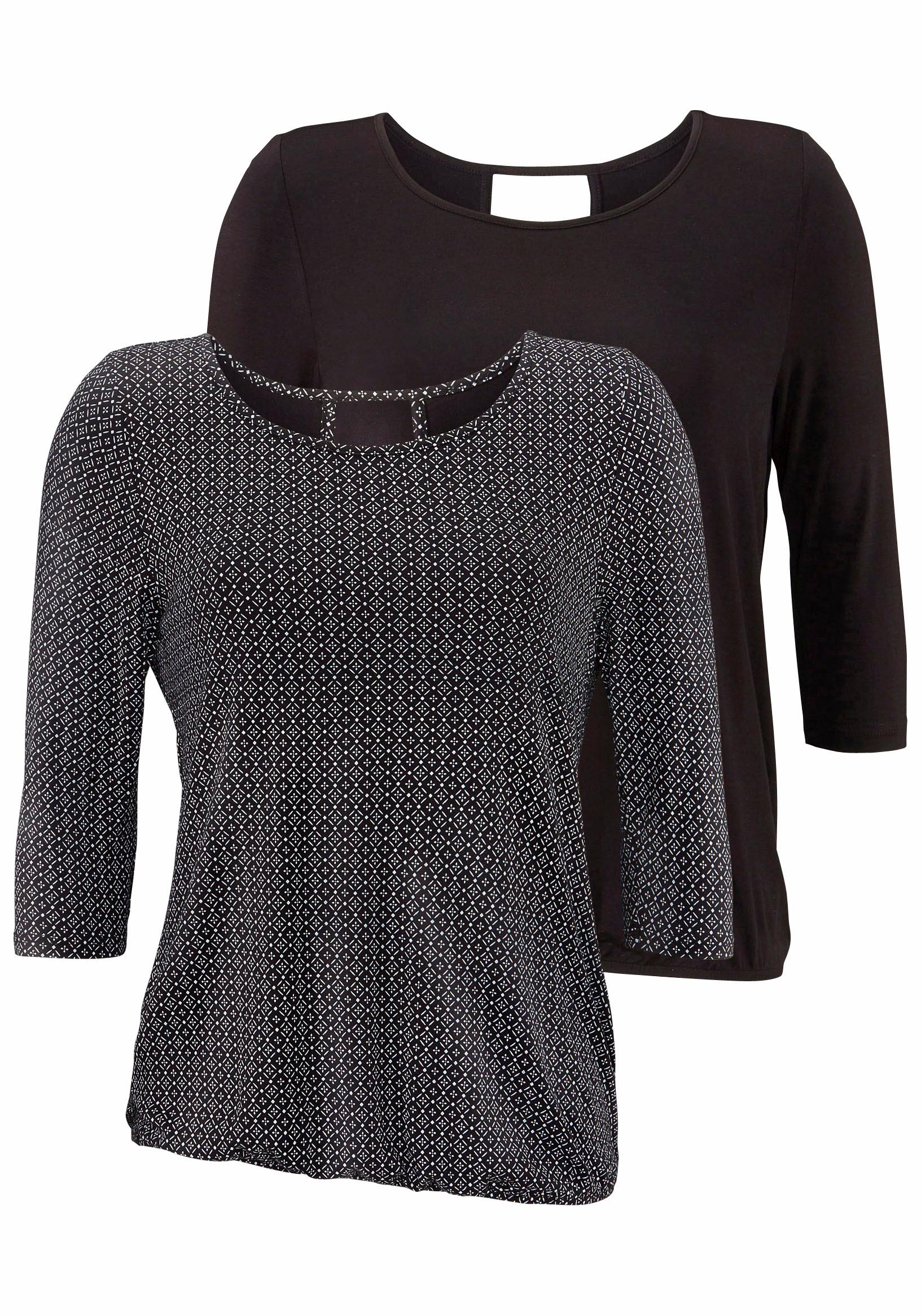 LASCANA 3/4-Arm-Shirt "mit modischem Cut-out", (2er-Pack), aus weichem Visk günstig online kaufen
